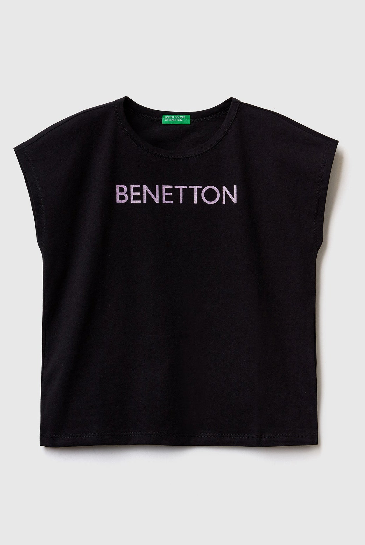يونايتد كولورز اوف بينيتون تيشيرت بشعار مطبوع بالجليتر أطفالي