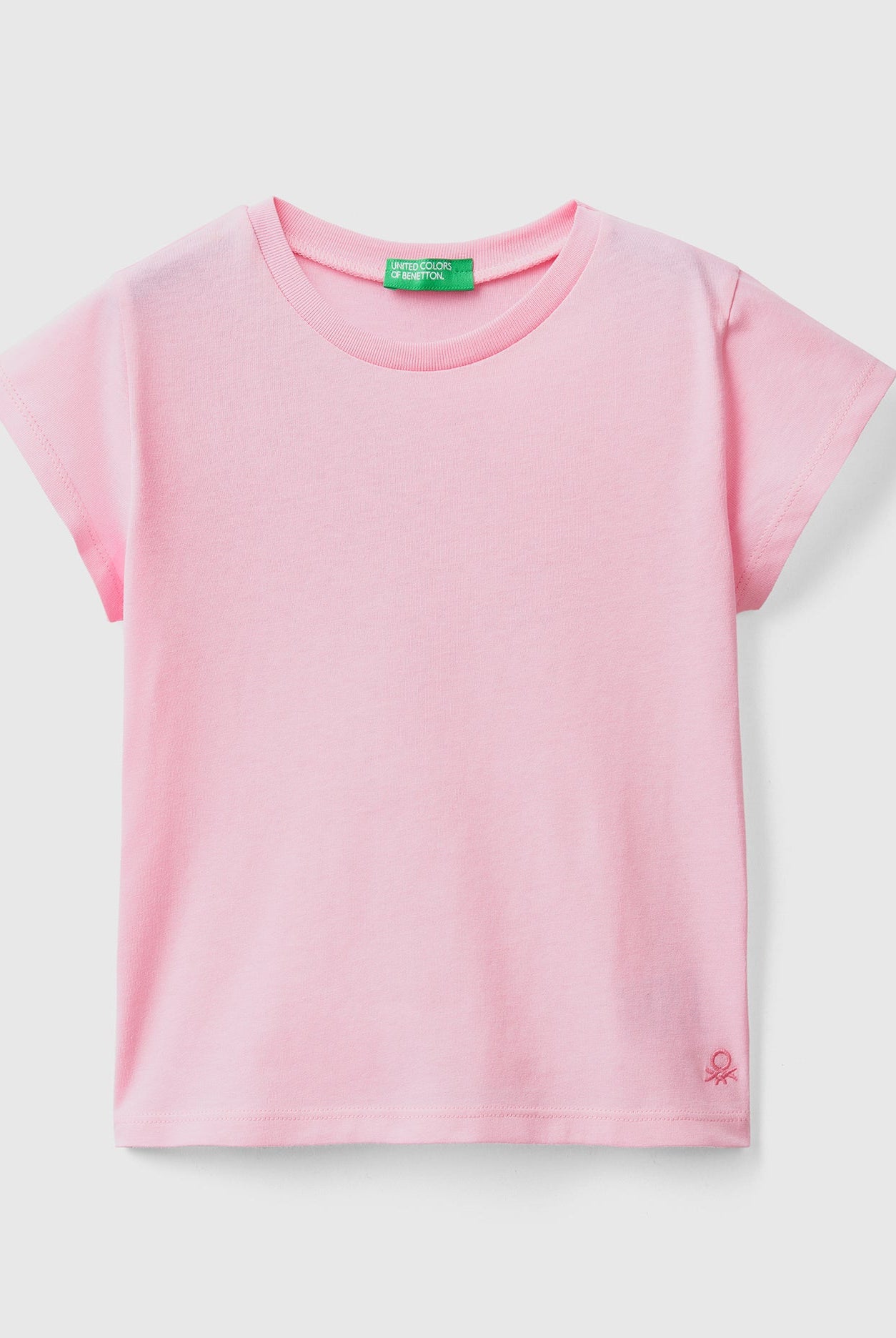 يونايتد كولورز اوف بينيتون تيشيرت قطن عضوي 100% سادة نص كم بناتي