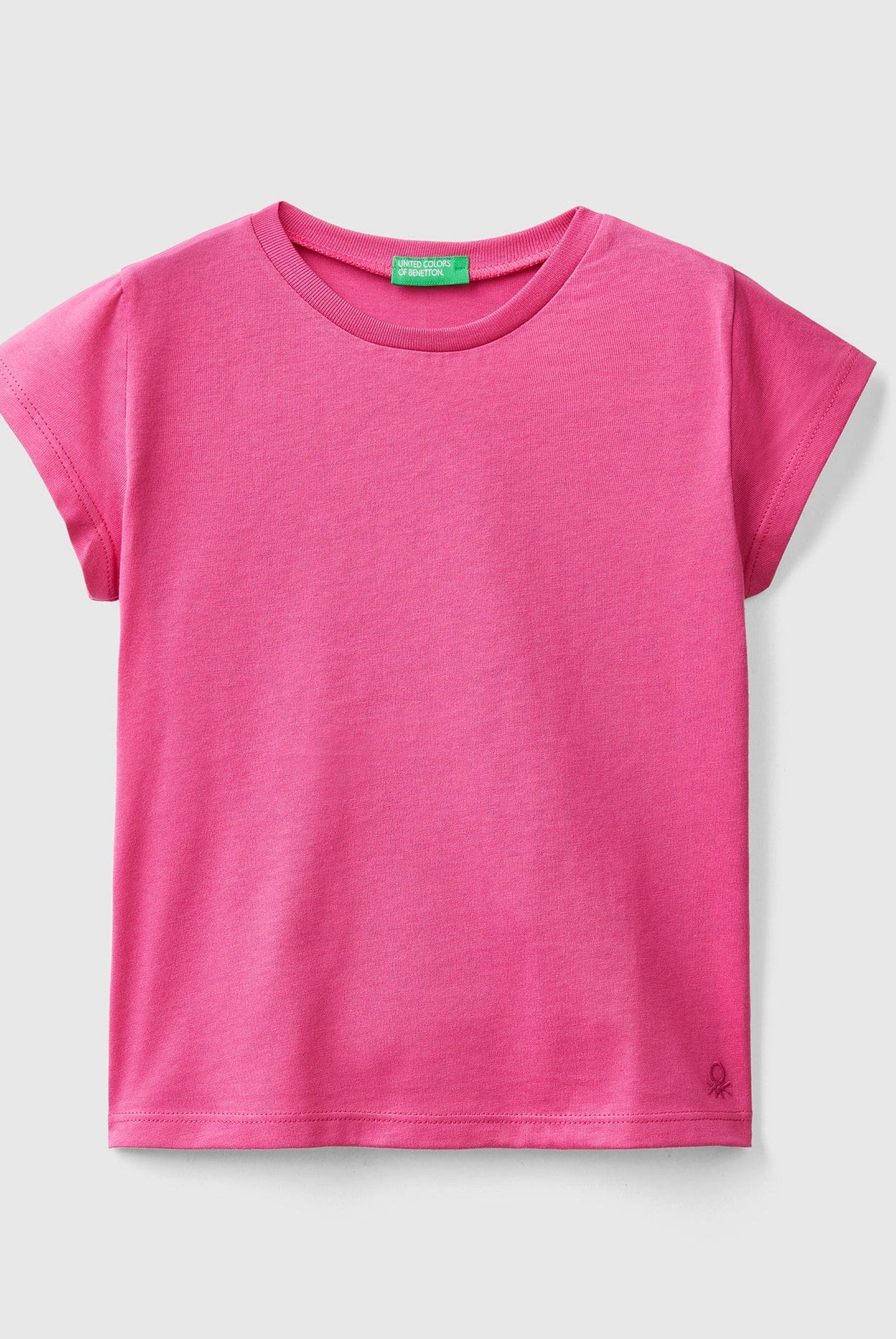 يونايتد كولورز اوف بينيتون تيشيرت قطن عضوي 100% سادة نص كم بناتي