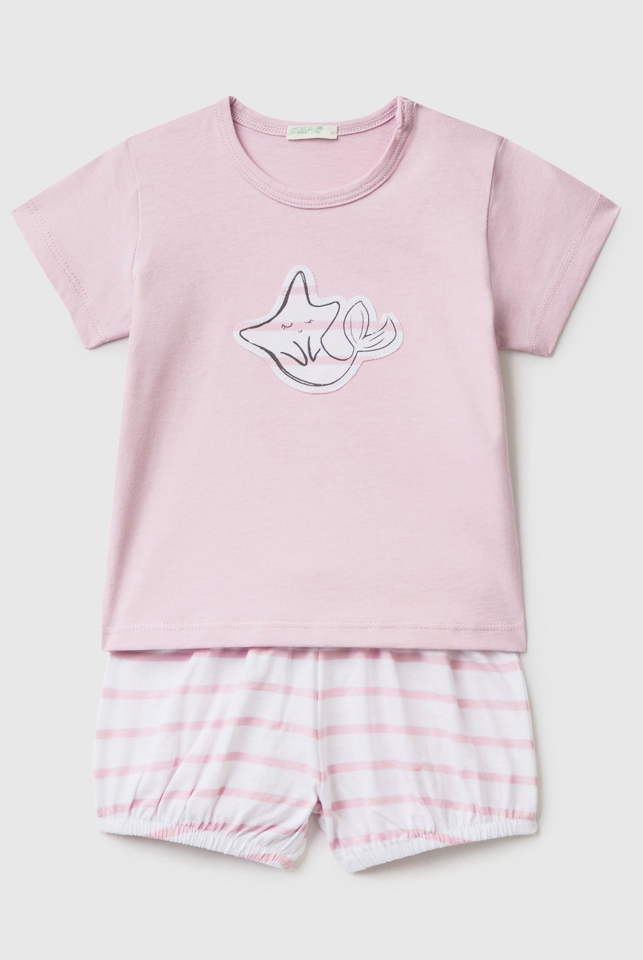 يونايتد كولورز اوف بينيتون تي شيرت وشورت من القطن الخالص رضع أطفال