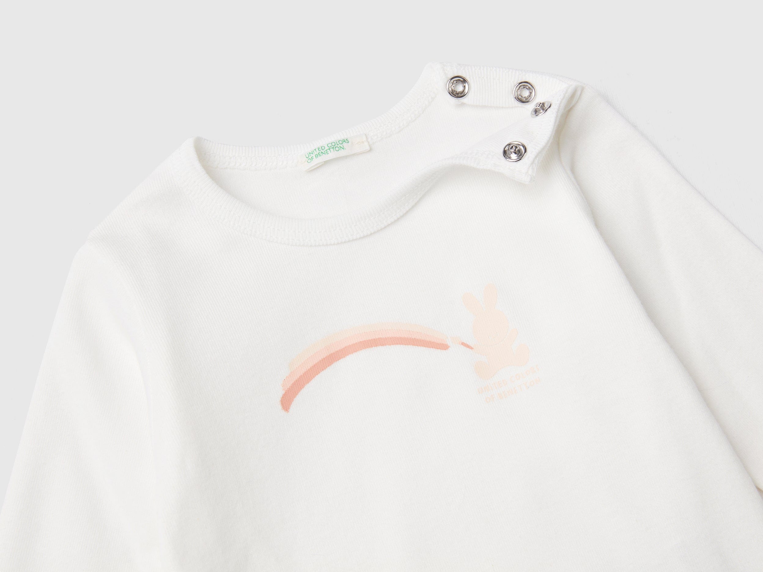 يونايتد كولورز اوف بينيتون تيشيرت قطن عضوي 100% بأكمام طويلة رضع أطفالي