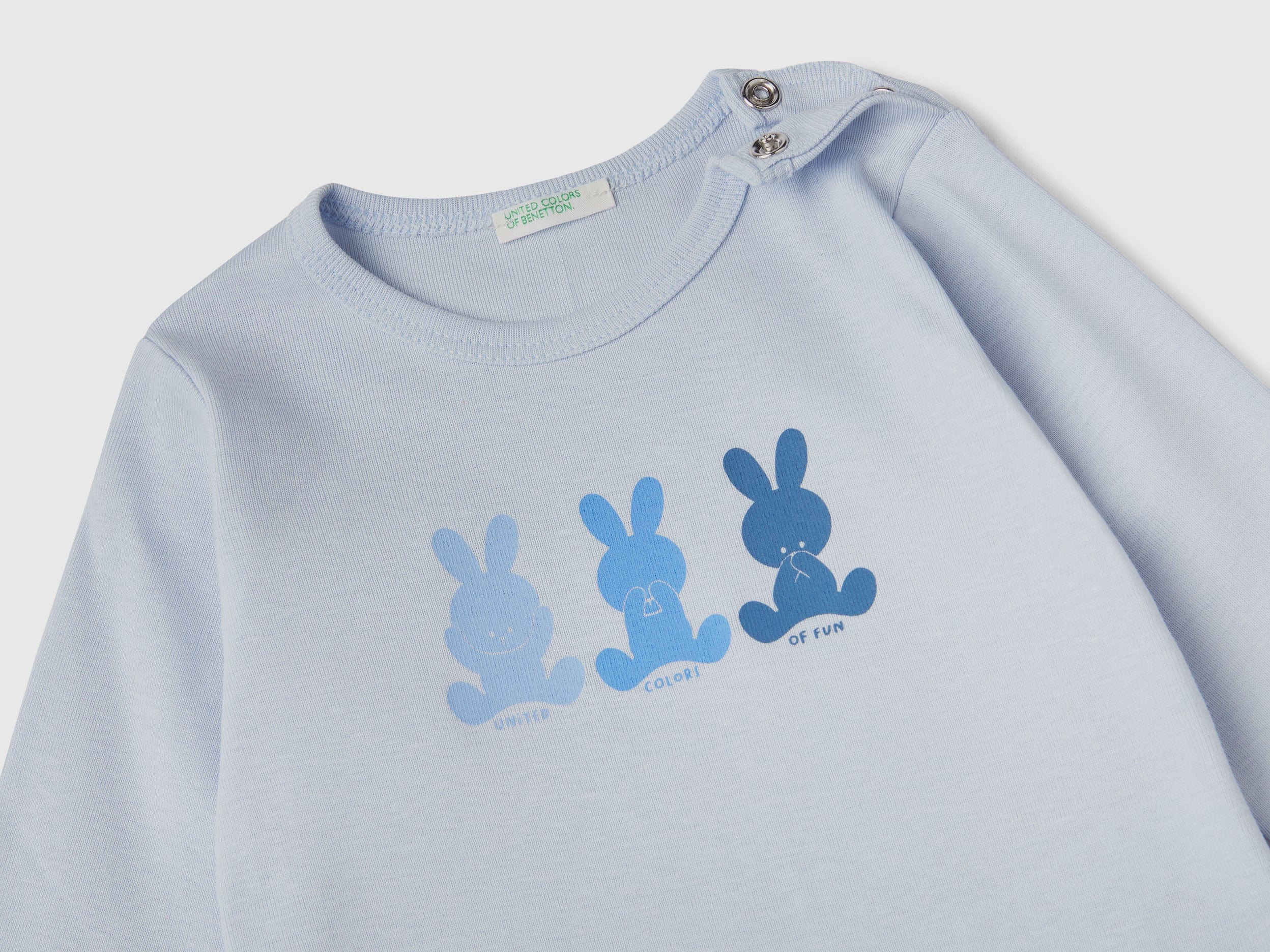 يونايتد كولورز اوف بينيتون تيشيرت قطن عضوي 100% بأكمام طويلة رضع أطفالي