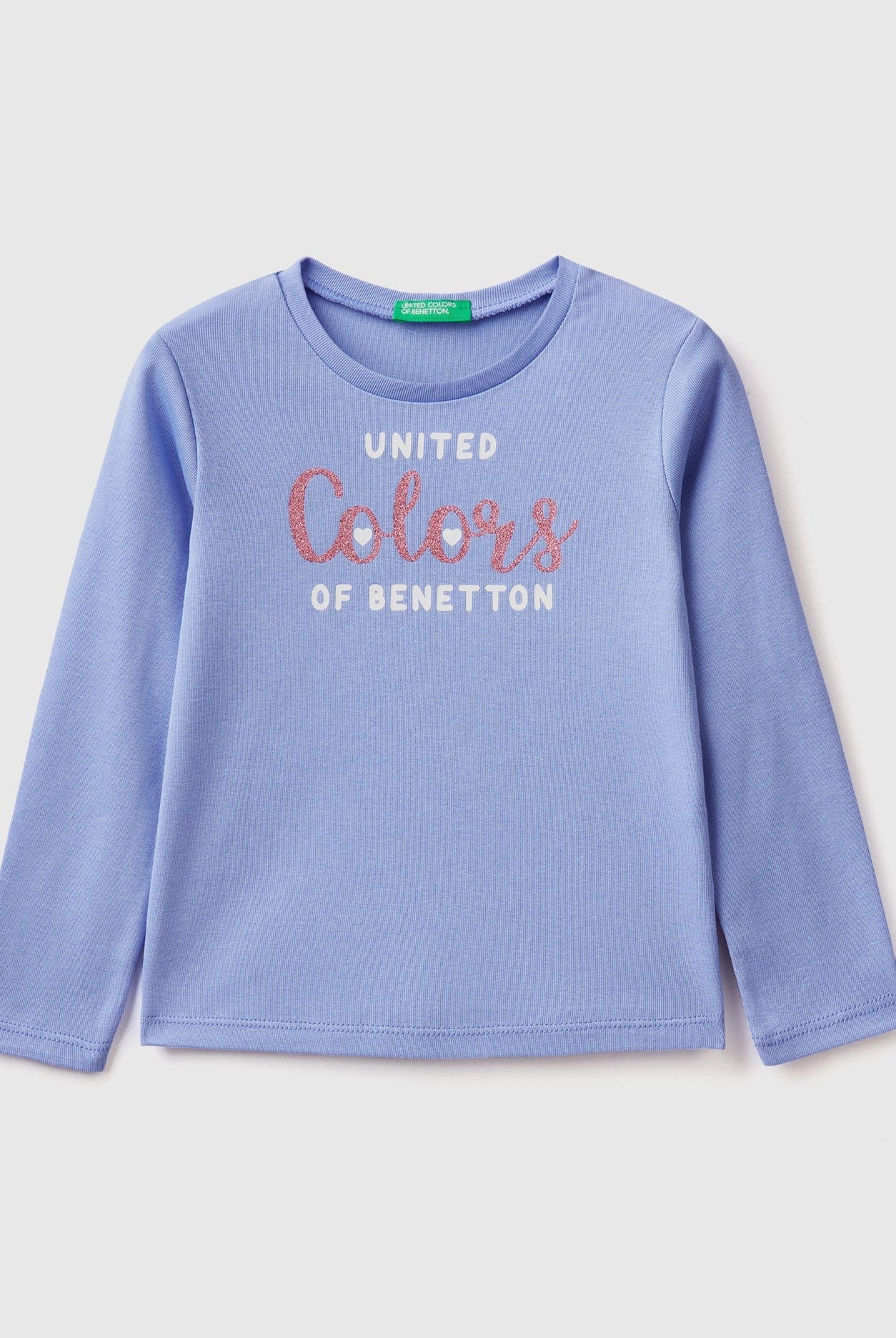 يونايتد كولورز اوف بينيتون تيشيرت بناتي بأكمام طويلة وطباعة عالصدر