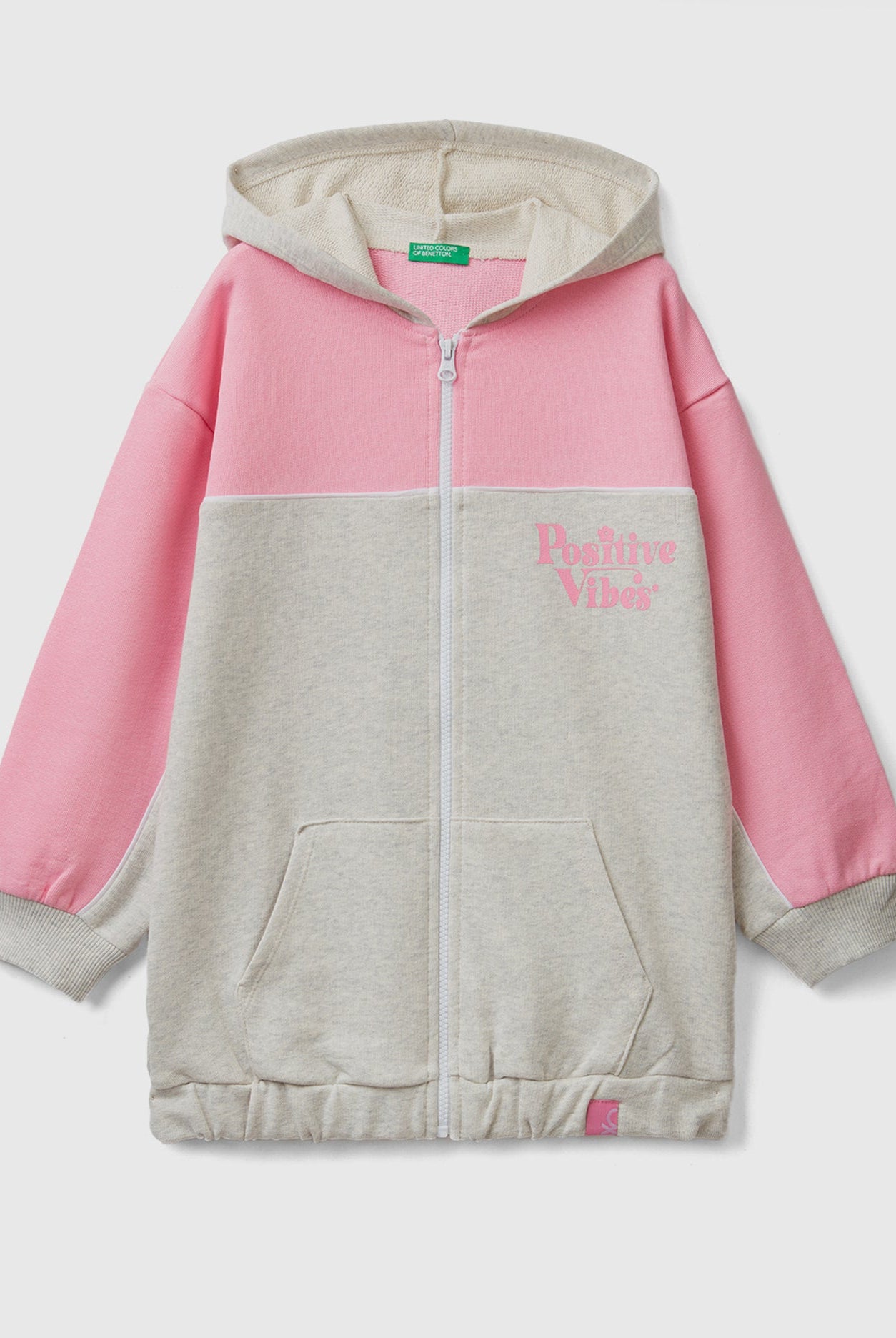 يونايتد كولورز اوف بينيتون هودي اطفال واسع مع طباعة بجيوب وسحاب