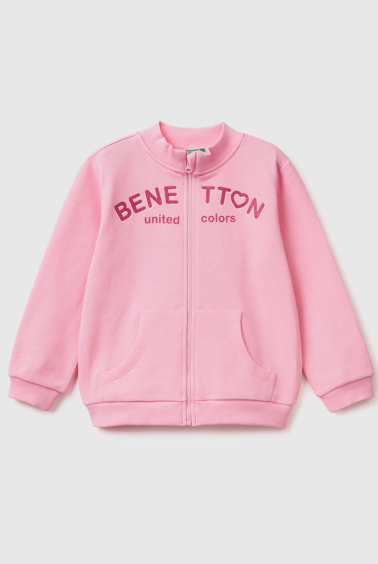 يونايتد كولورز اوف بينيتون سويت شيرت بشعار بسحاب من القطن العضوي بناتي