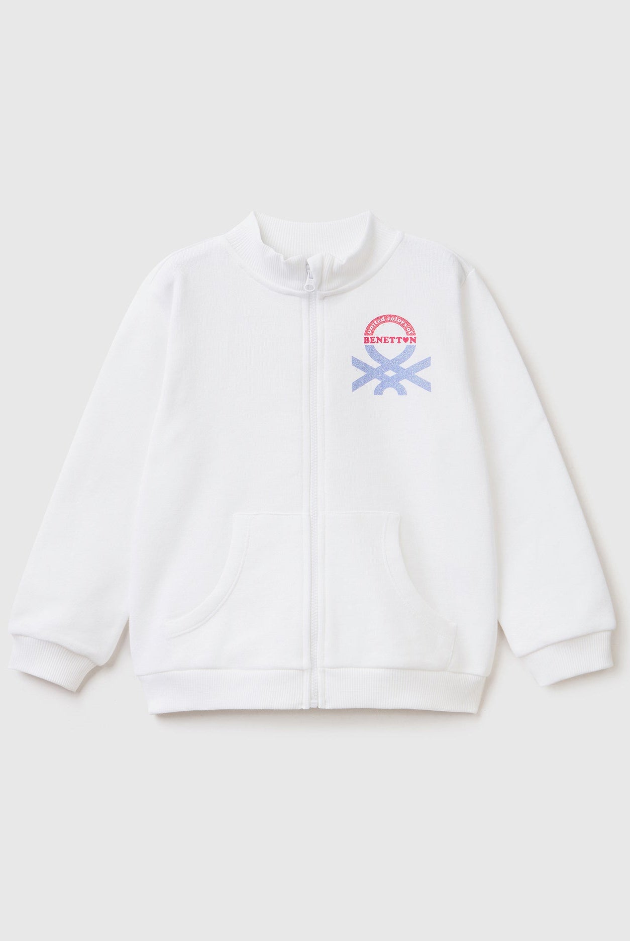 يونايتد كولورز اوف بينيتون سويت شيرت بشعار بسحاب من القطن العضوي بناتي