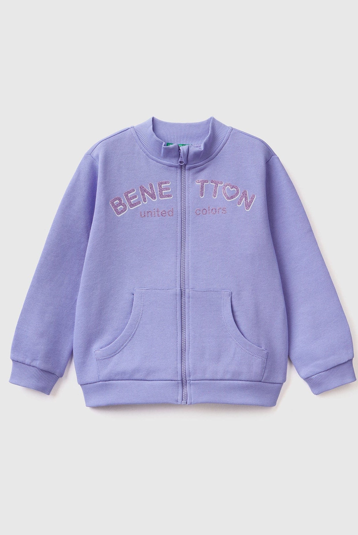 يونايتد كولورز اوف بينيتون سويت شيرت بشعار بسحاب من القطن العضوي بناتي