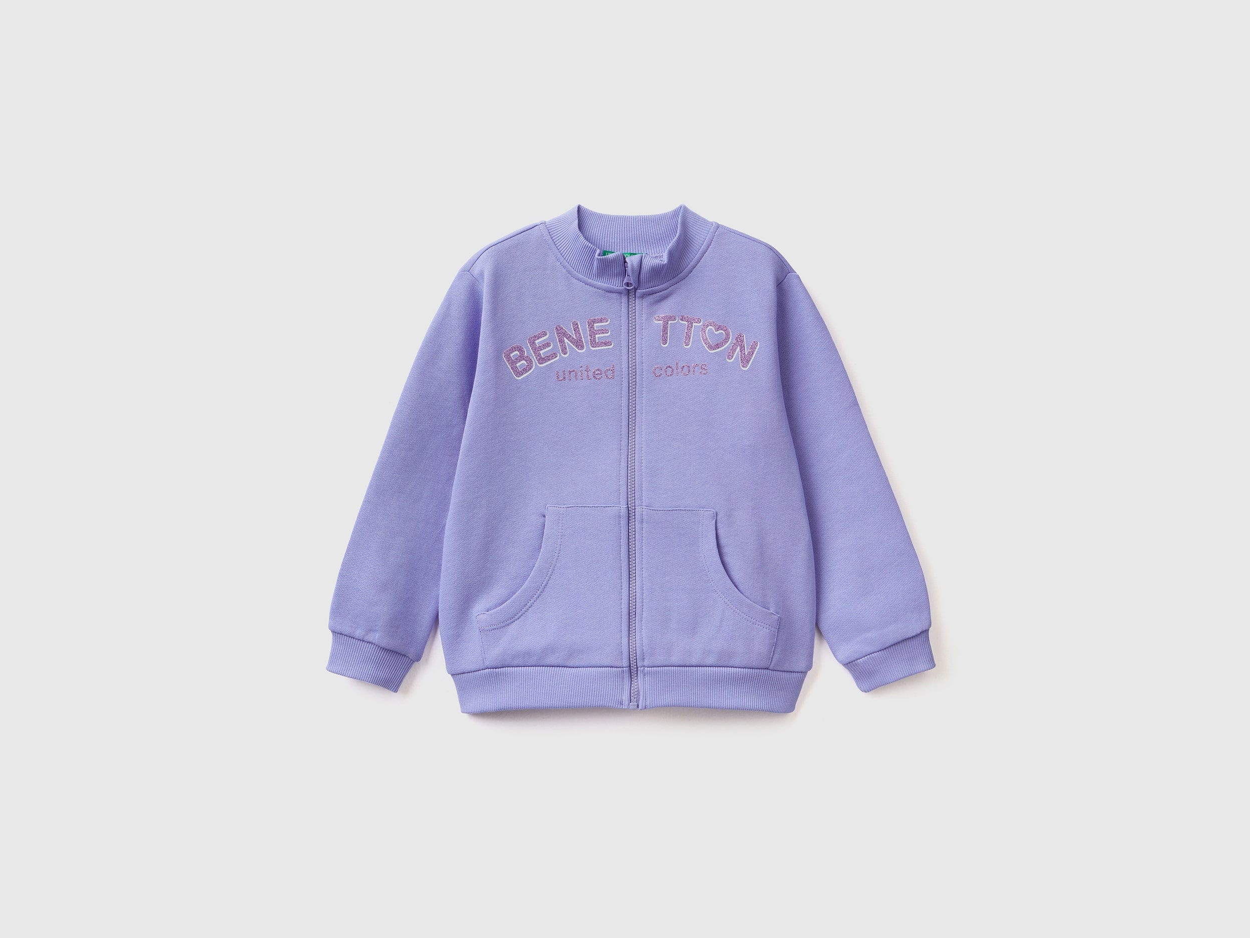 يونايتد كولورز اوف بينيتون سويت شيرت بشعار بسحاب من القطن العضوي بناتي