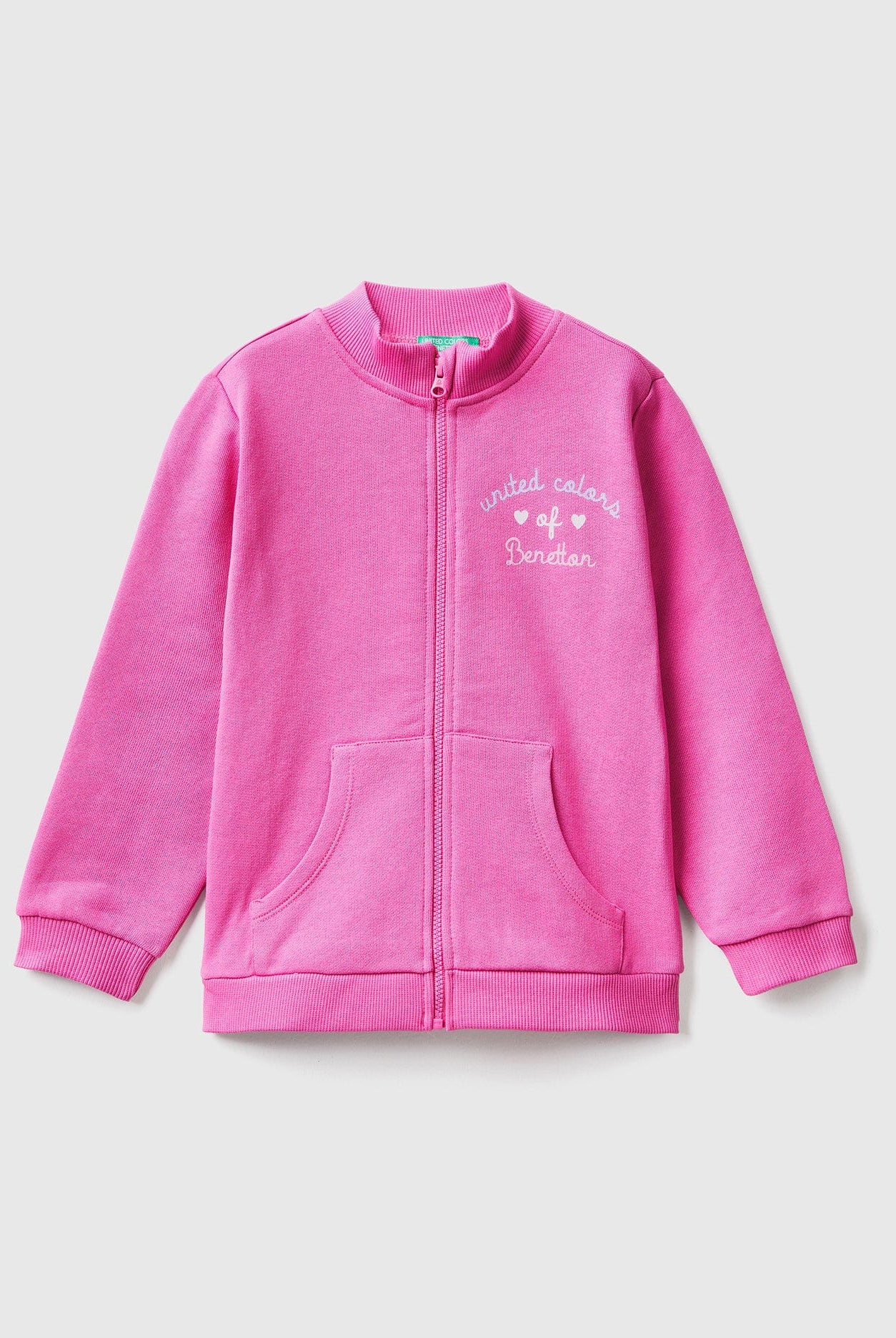 يونايتد كولورز اوف بينيتون سويت شيرت بشعار بسحاب من القطن العضوي بناتي