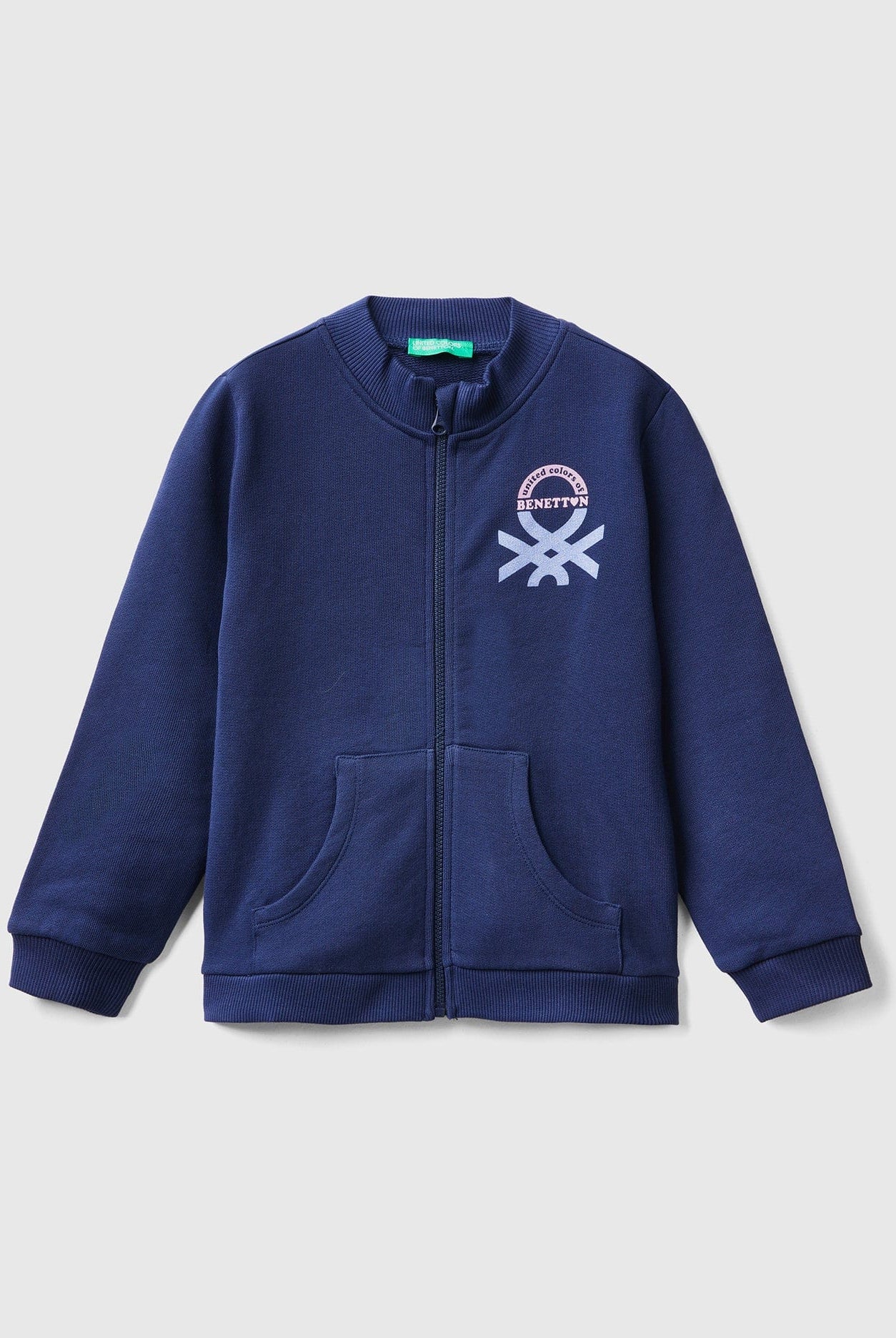 يونايتد كولورز اوف بينيتون سويت شيرت بشعار بسحاب من القطن العضوي بناتي