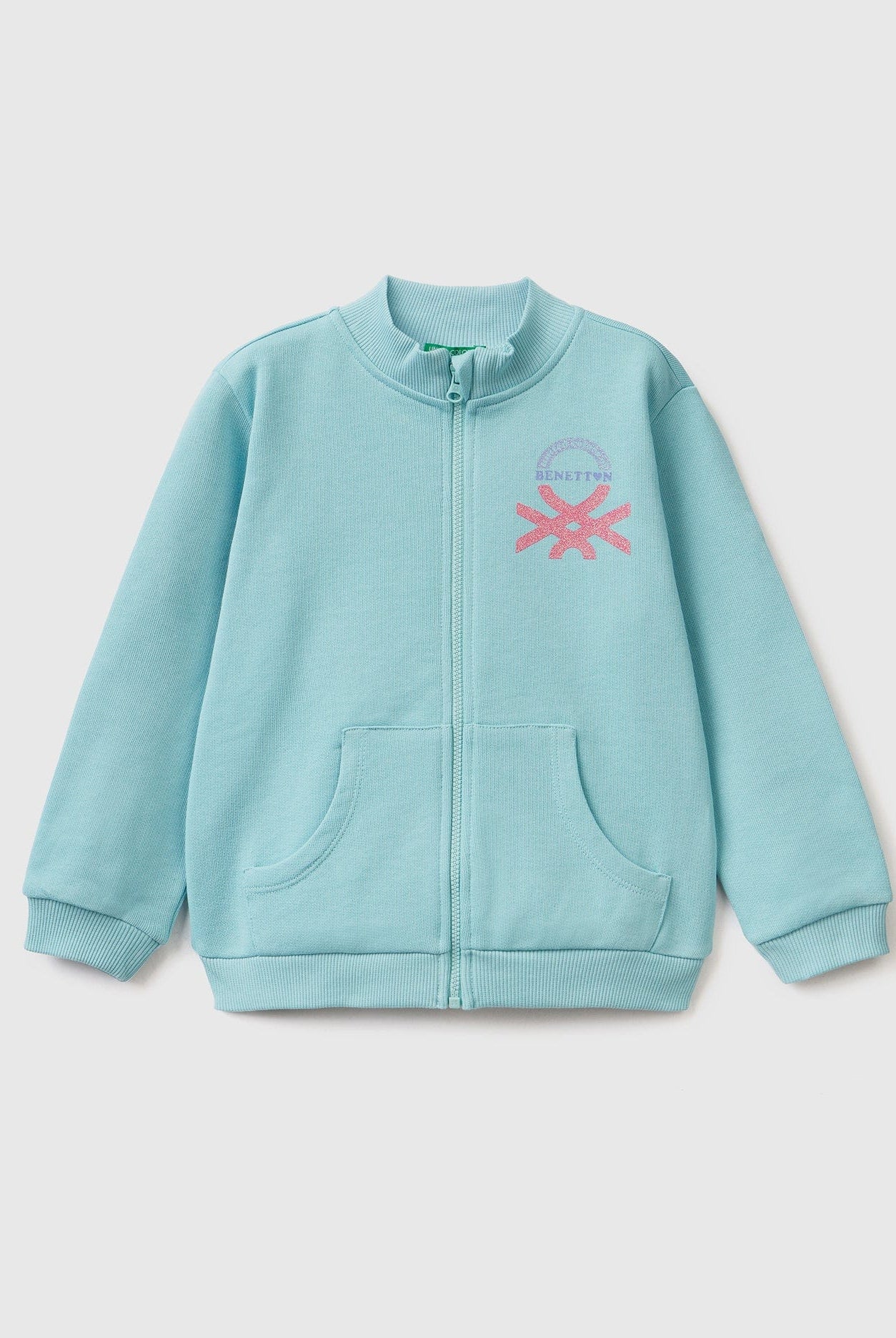 يونايتد كولورز اوف بينيتون سويت شيرت بشعار بسحاب من القطن العضوي بناتي