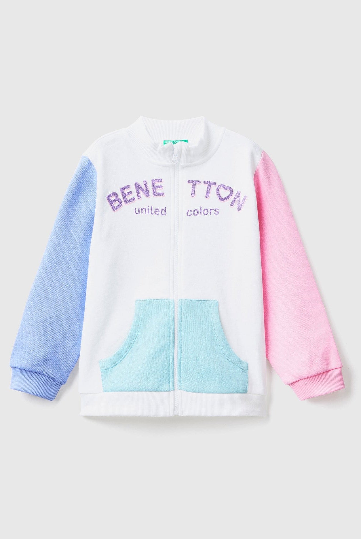 يونايتد كولورز اوف بينيتون سويت شيرت بشعار بسحاب من القطن العضوي بناتي