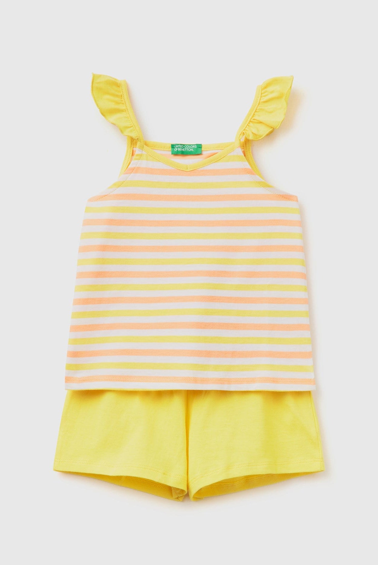 يونايتد كولورز اوف بينيتون تانك توب بدون أكمام وشورت مخطط بناتي