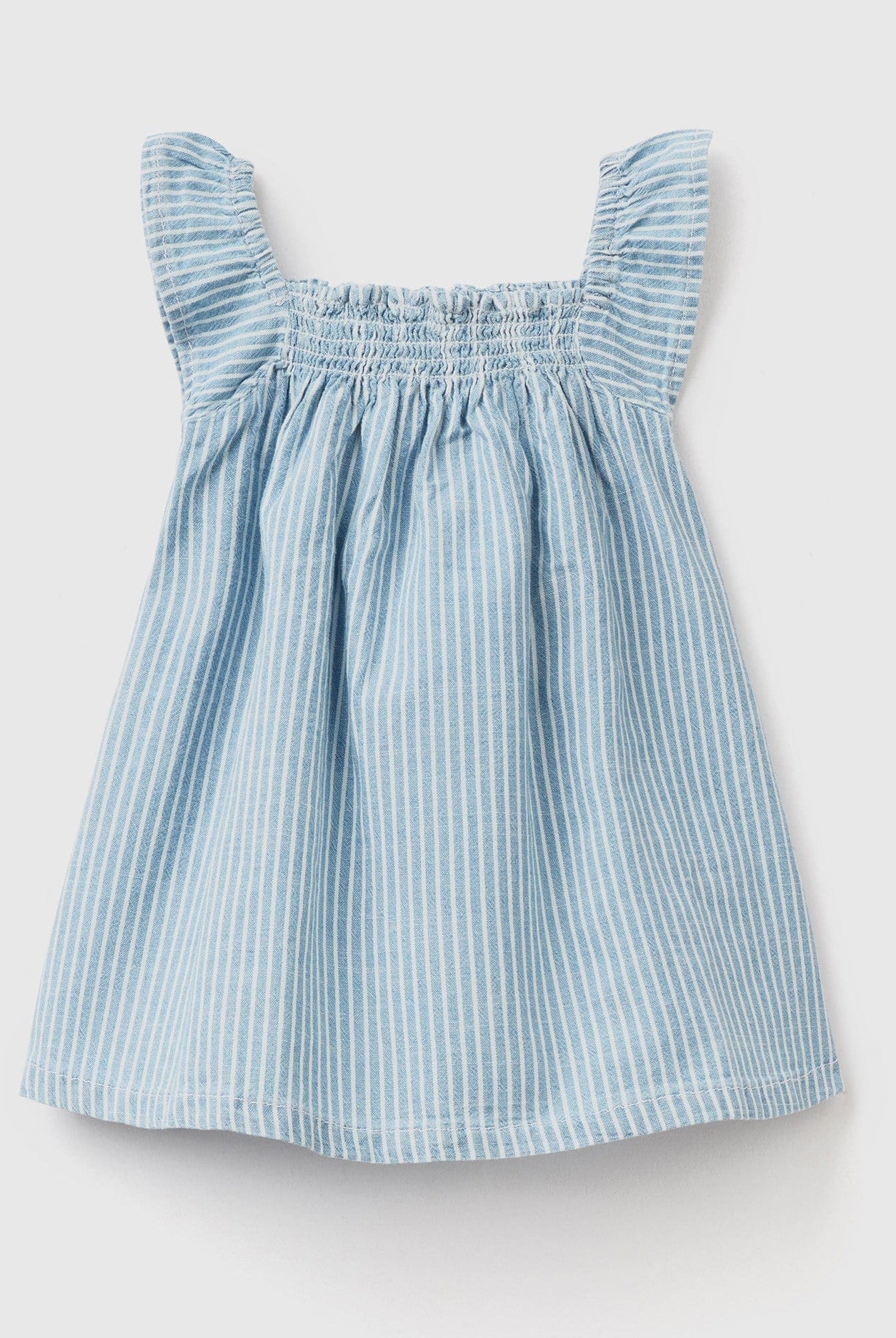 يونايتد كولورز اوف بينيتون فستان رضع دنيم مخطط خفيف