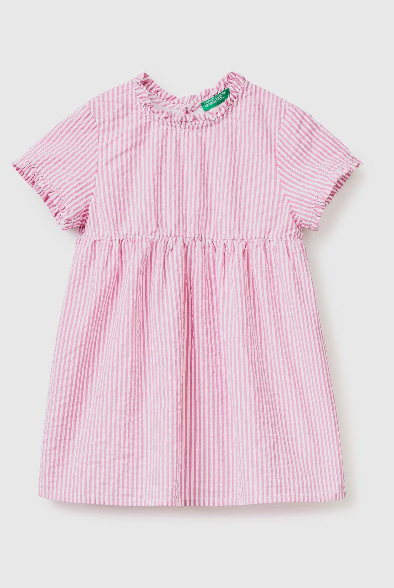 يونايتد كولورز اوف بينيتون فستان مخطط بالطول بكشكش بناتي