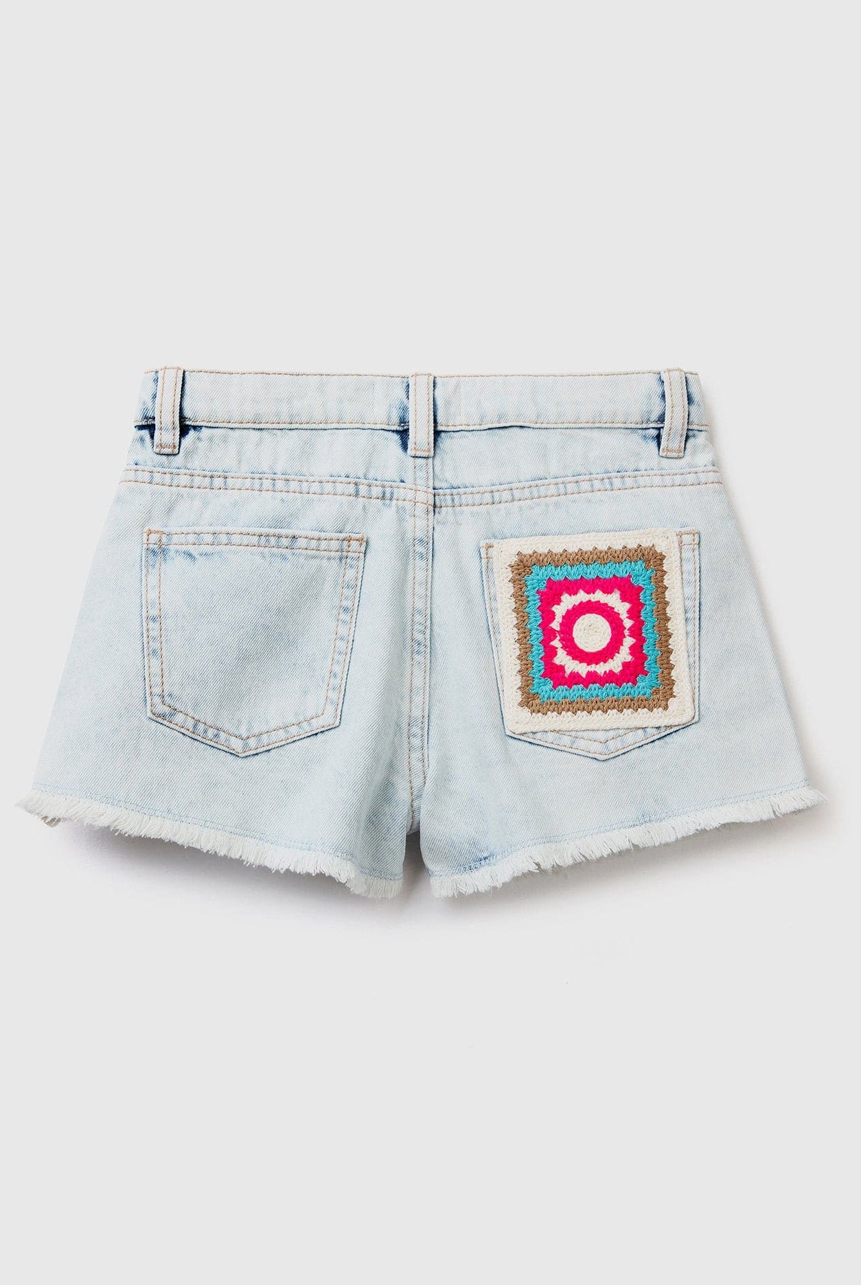 يونايتد كولورز اوف بينيتون شورت جينز بناتي بجيب كروشيه