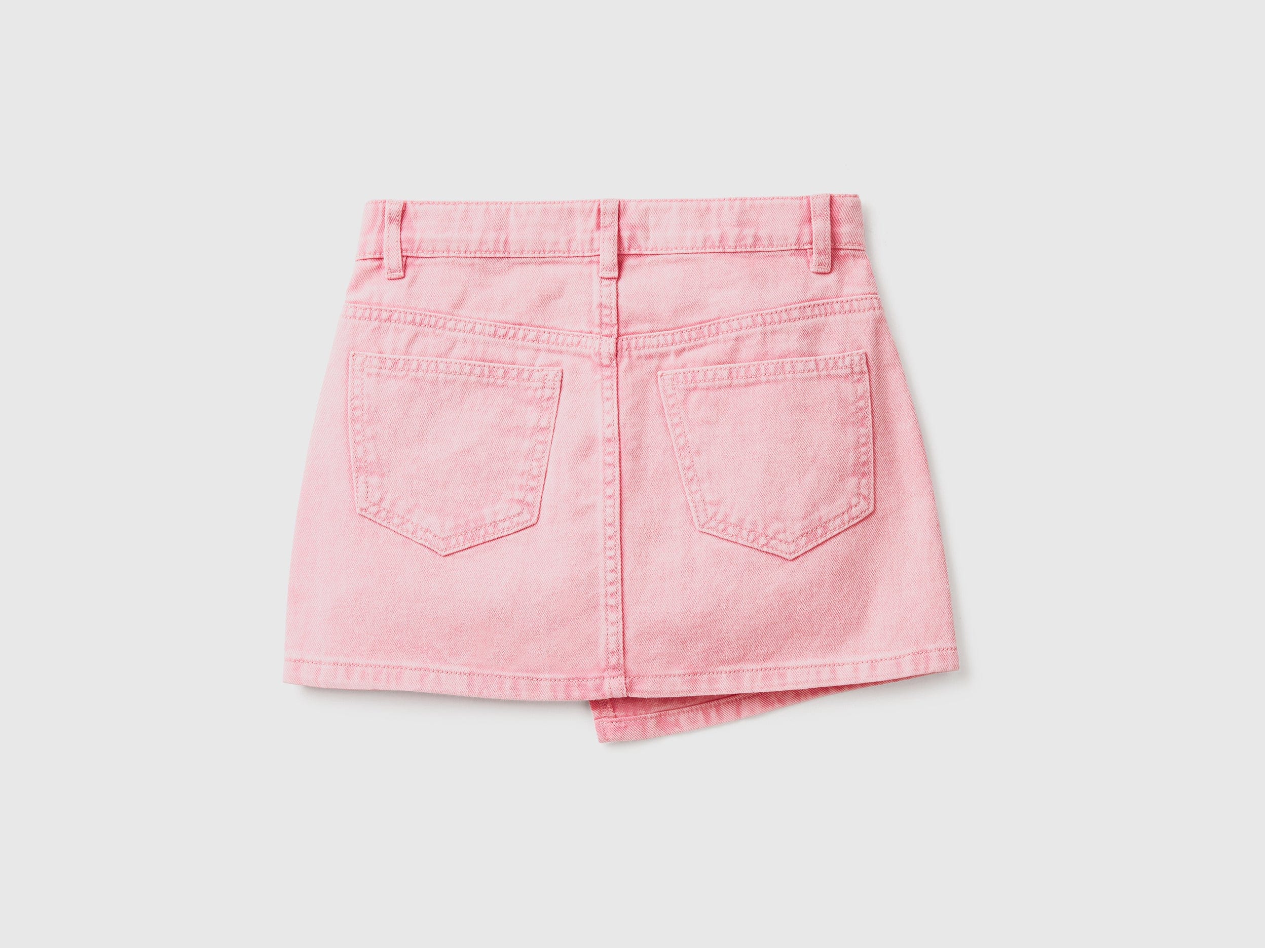 يونايتد كولورز اوف بينيتون تنورة بناتي قصيرة بأزرار وجيوب