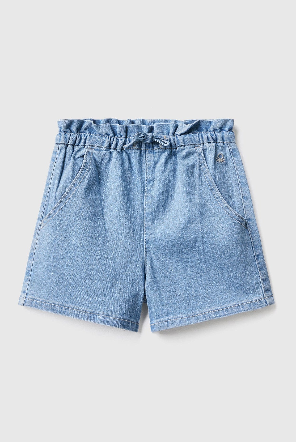 يونايتد كولورز اوف بينيتون شورت جينز صديق للبيئة بخصر مكشكش بناتي