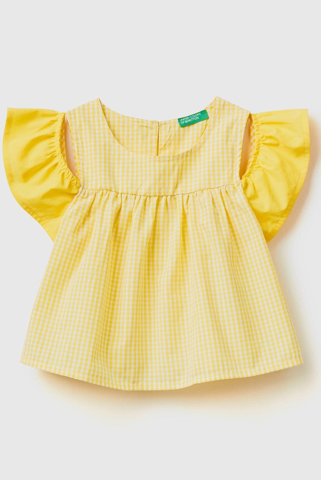 يونايتد كولورز اوف بينيتون بلوزة فيشي بأكمام كشكش بناتي