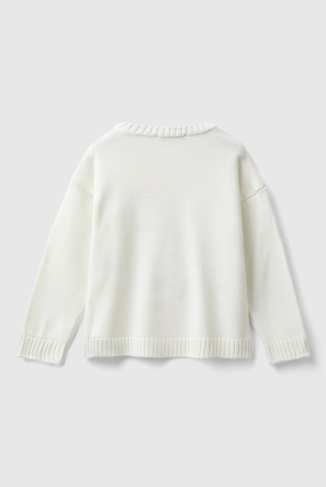 يونايتد كولورز اوف بينيتون سويتشيرت بناتي بأكمام طويلة مع رسمة قطة بفرو على الصدر