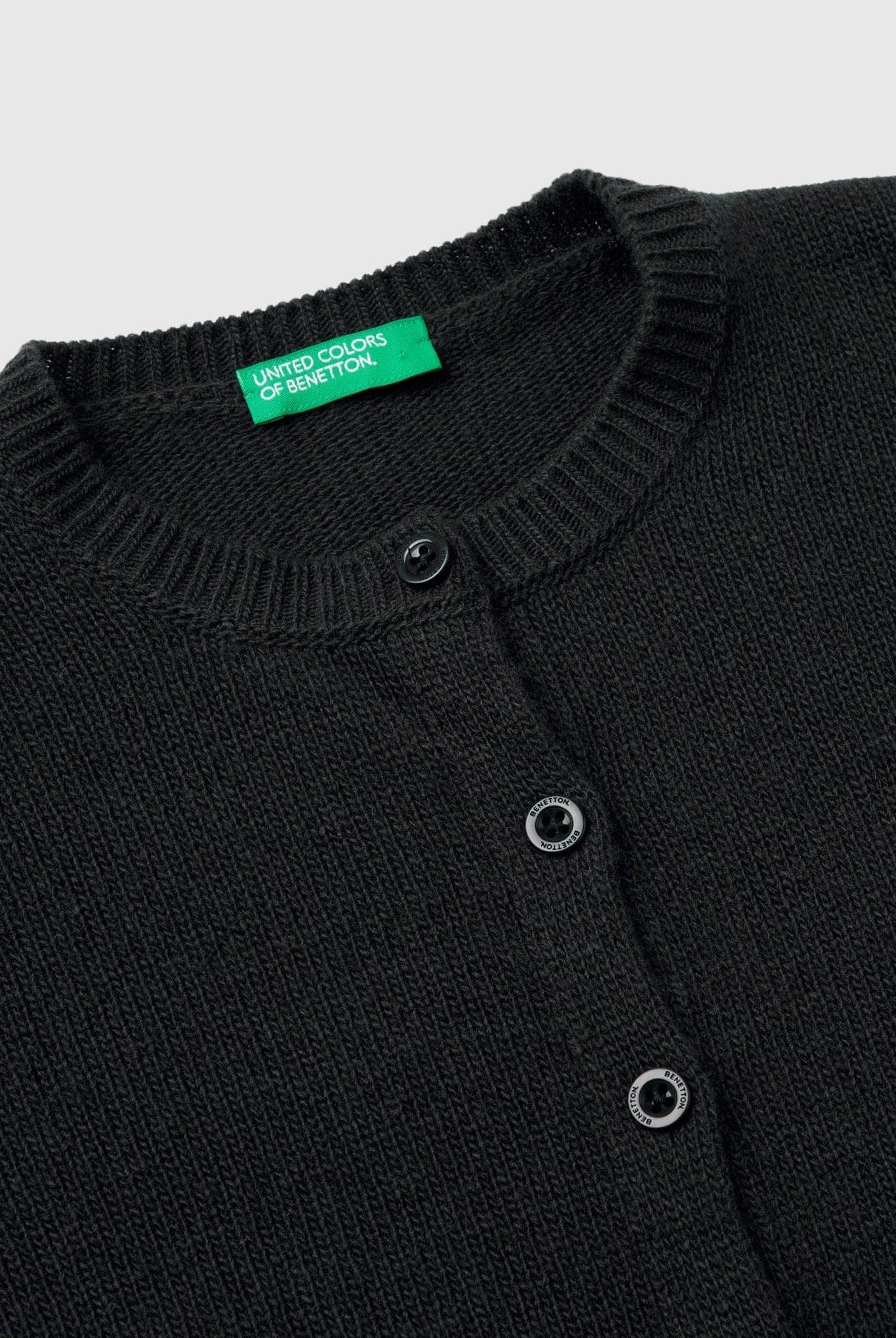 يونايتد كولورز اوف بينيتون كارديجان بناتي بأكمام طويلة وياقة دائرية من الصوف ناعمة بأزرار أمامية