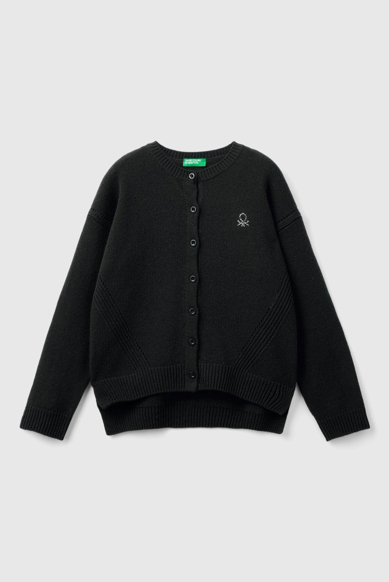 يونايتد كولورز اوف بينيتون كارديجان بناتي بأكمام طويلة وياقة دائرية من الصوف ناعمة بأزرار أمامية