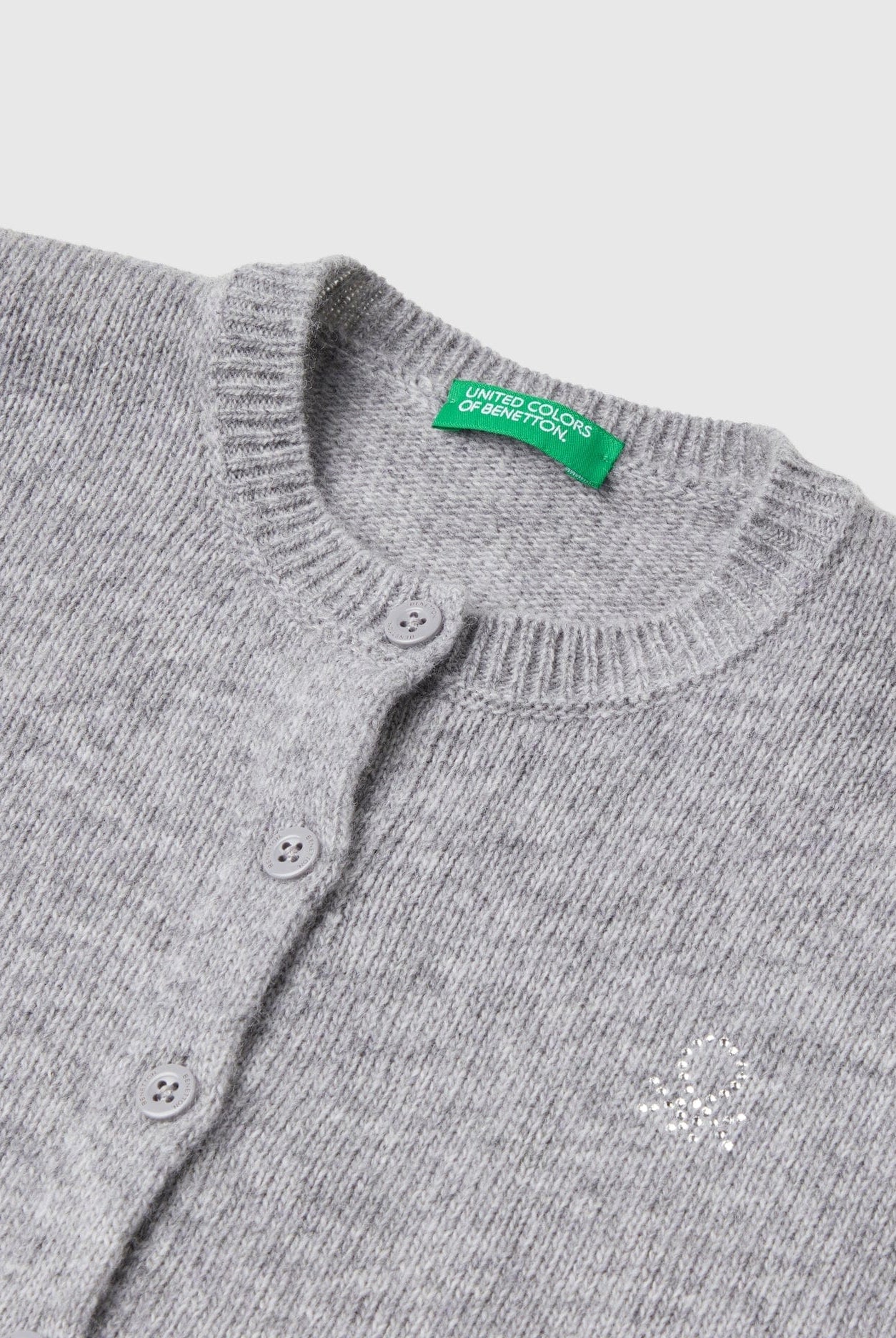 يونايتد كولورز اوف بينيتون كارديجان بناتي بأكمام طويلة وياقة دائرية من الصوف ناعمة بأزرار أمامية