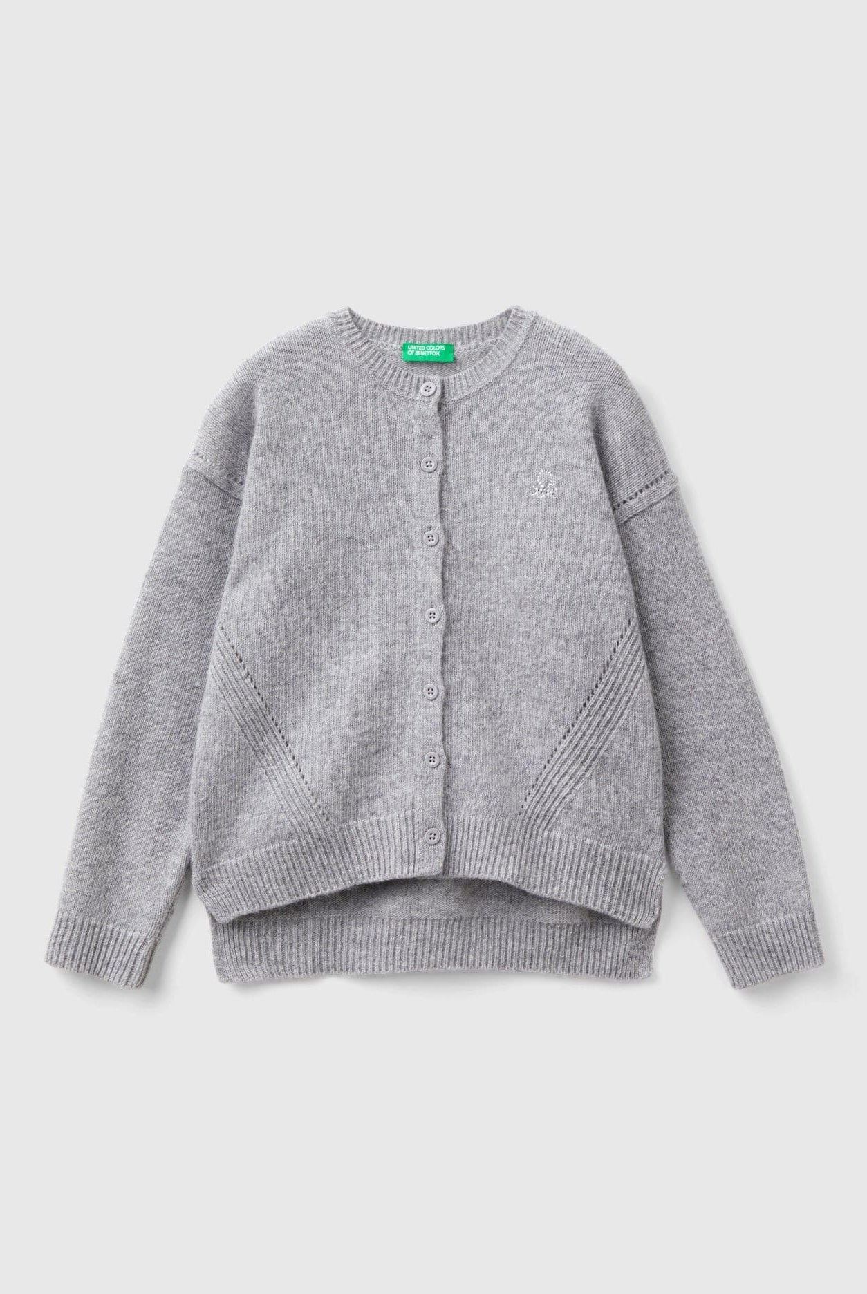يونايتد كولورز اوف بينيتون كارديجان بناتي بأكمام طويلة وياقة دائرية من الصوف ناعمة بأزرار أمامية