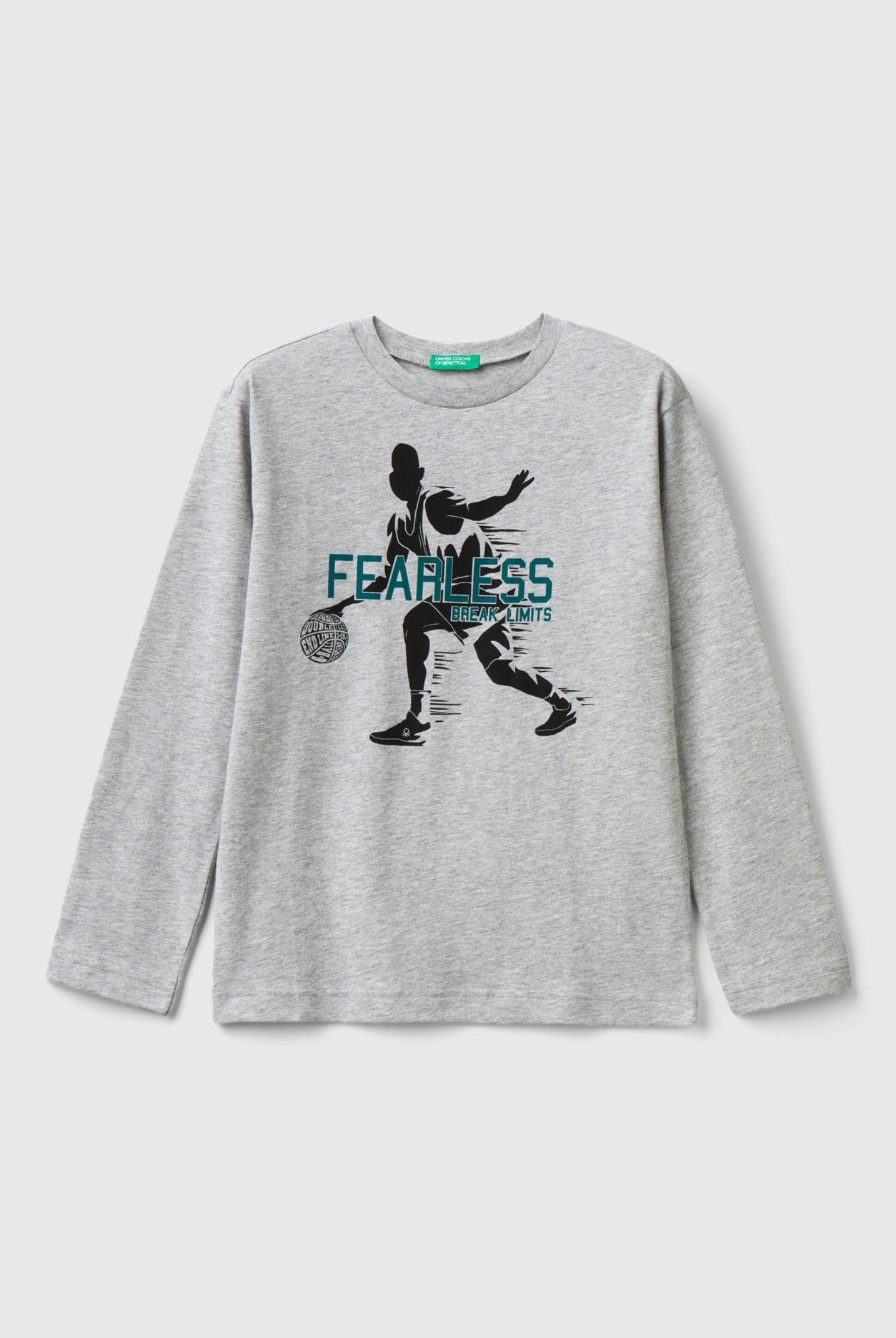 يونايتد كولورز اوف بينيتون تي شيرت بأكمام طويلة ياقة دائرية وطباعة من الأمام