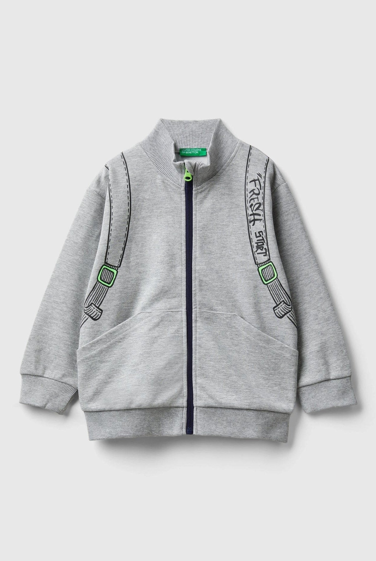 يونايتد كولورز اوف بينيتون سويت شيرت اولادي بقلنسوة بسحاب وجيوب أمامية