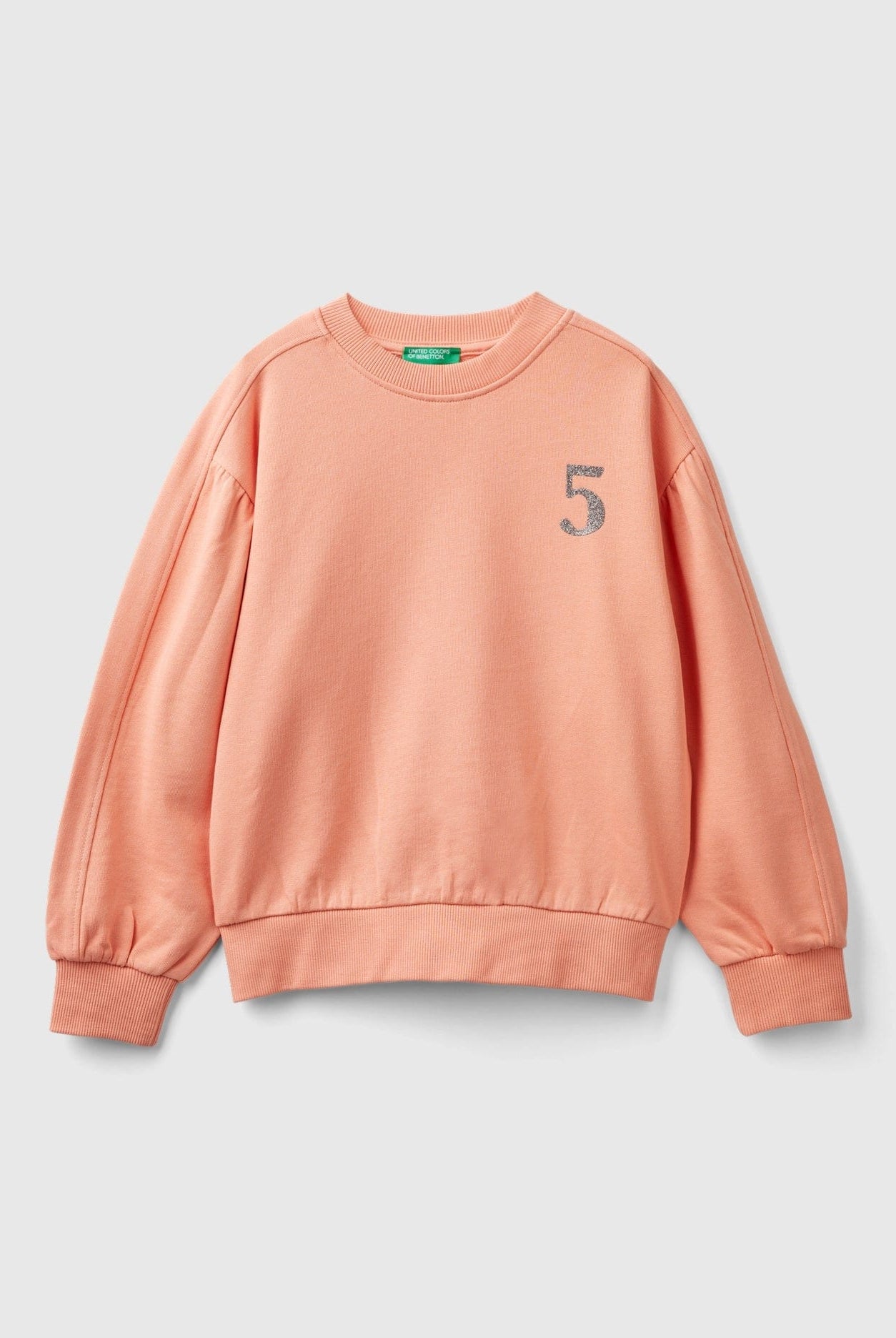 يونايتد كولورز اوف بينيتون سويت شيرت بناتي بأكمام طويلة وياقة دائرية مع شعار على الصدر