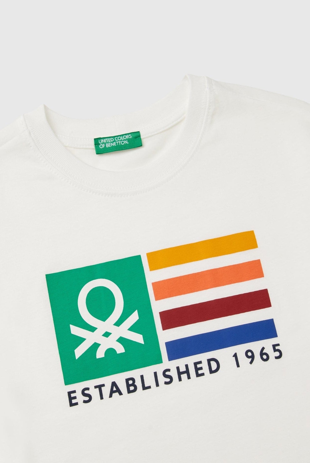 يونايتد كولورز اوف بينيتون تي شيرت اولادي بأكمام طويلة وياقة دائرية من قطن عضوي نقي