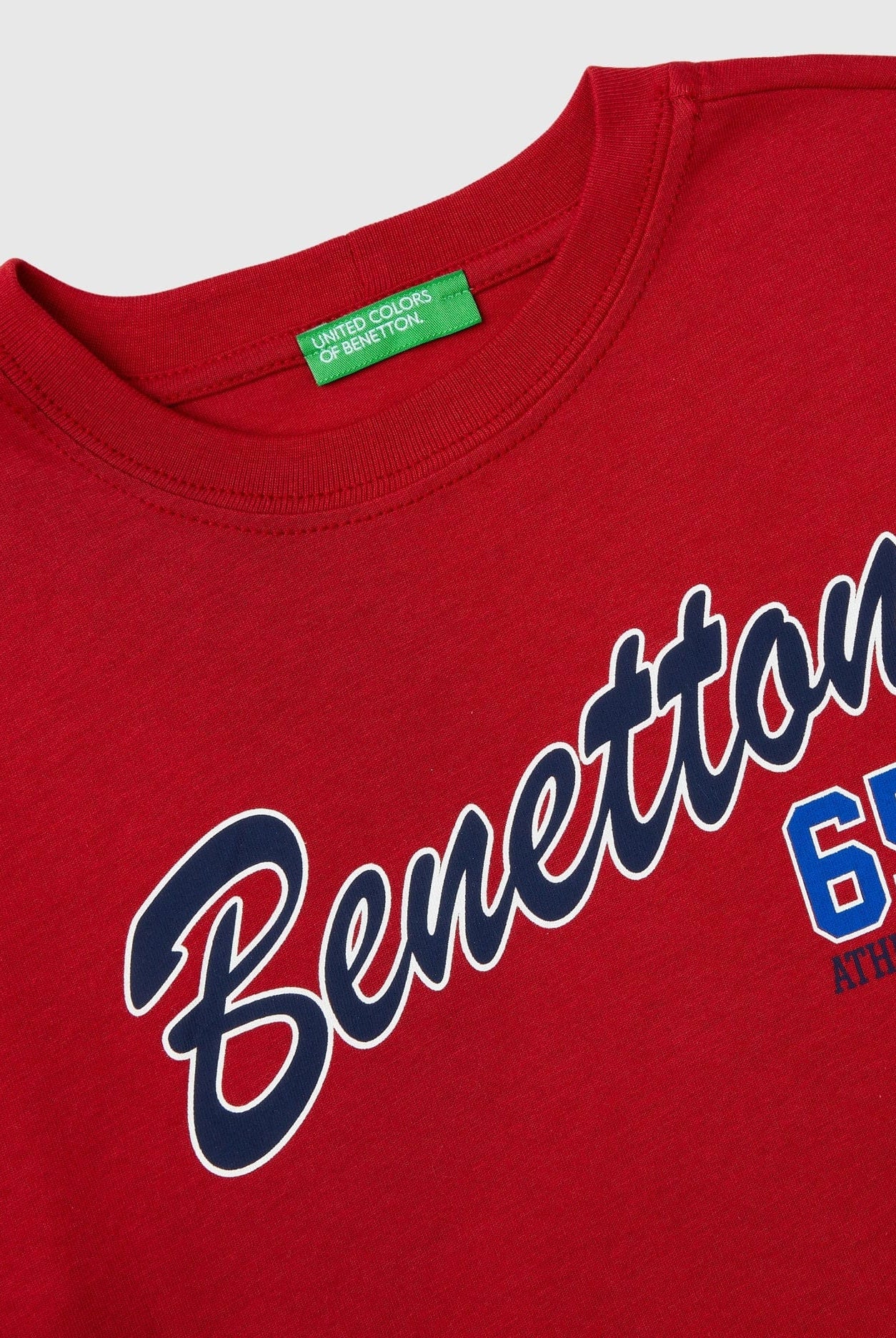 يونايتد كولورز اوف بينيتون تي شيرت اولادي بأكمام طويلة وياقة دائرية من قطن عضوي نقي