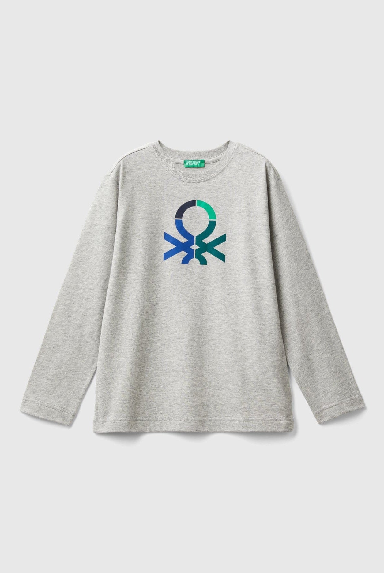 يونايتد كولورز اوف بينيتون تي شيرت اولادي بأكمام طويلة وياقة دائرية من قطن عضوي نقي