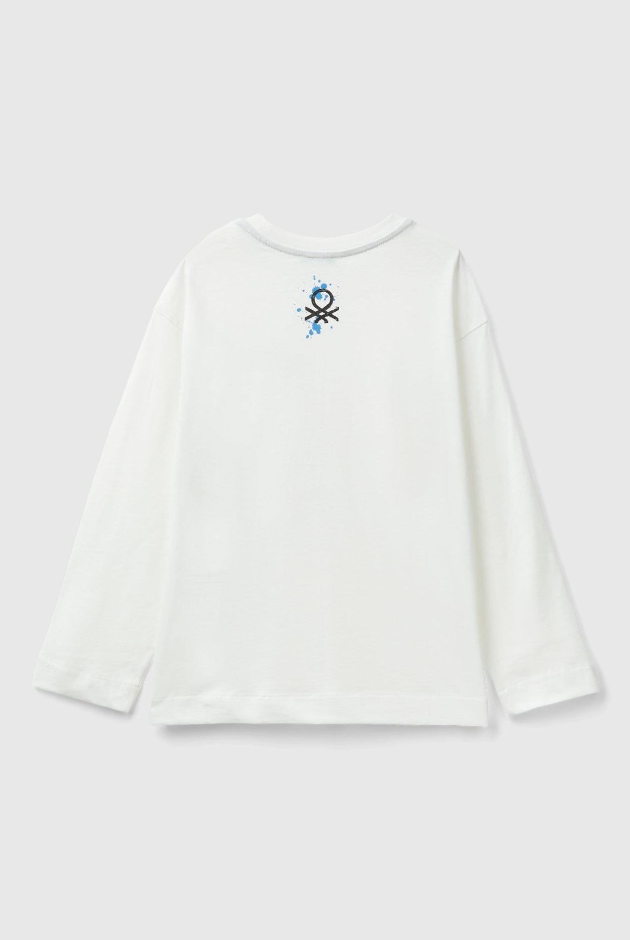 يونايتد كولورز اوف بينيتون تي شيرت اولادي بأكمام طويلة وياقة دائرية من قطن عضوي نقي