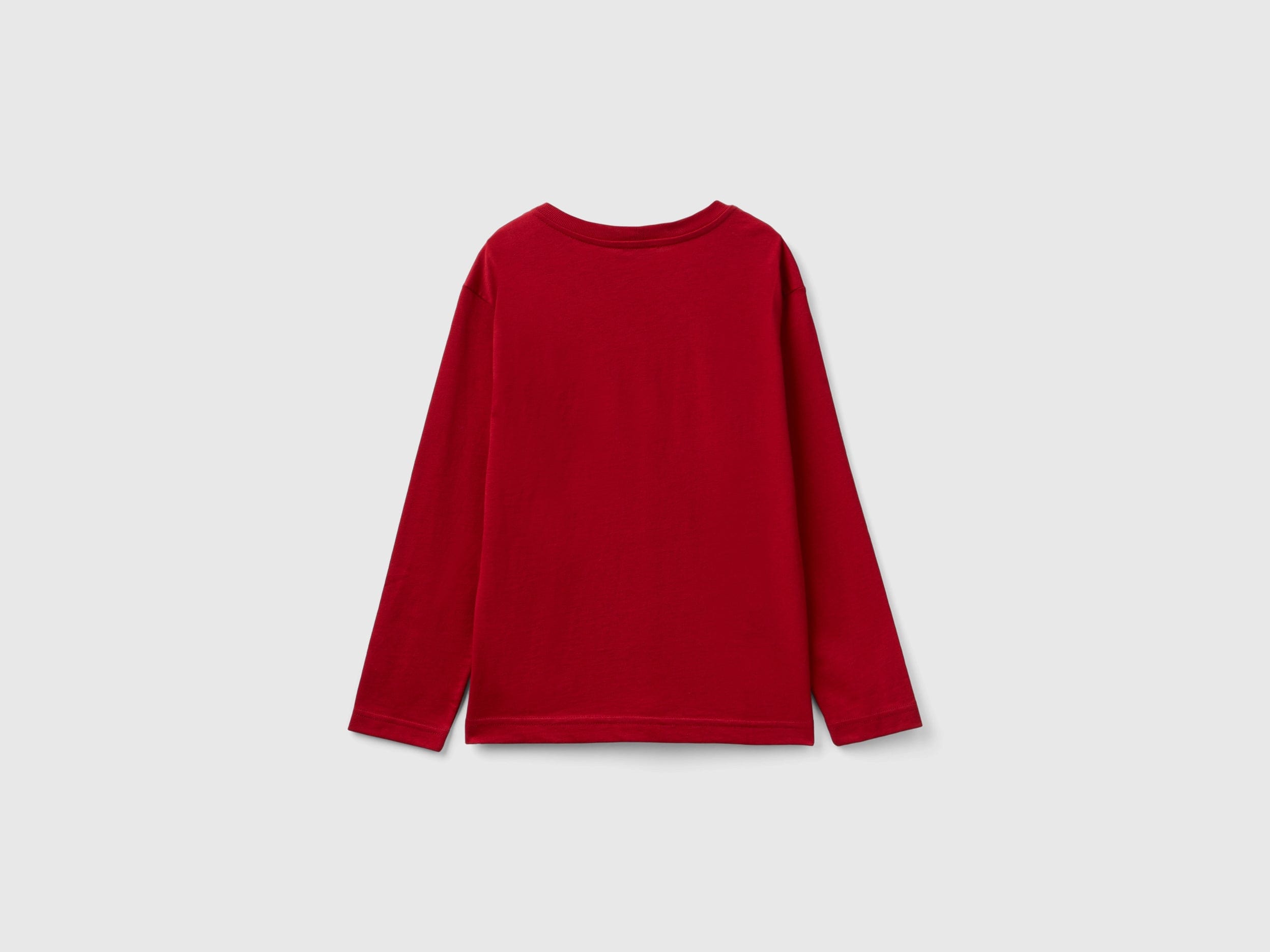 يونايتد كولورز اوف بينيتون تي شيرت اولادي بأكمام طويلة وياقة دائرية من قطن عضوي نقي