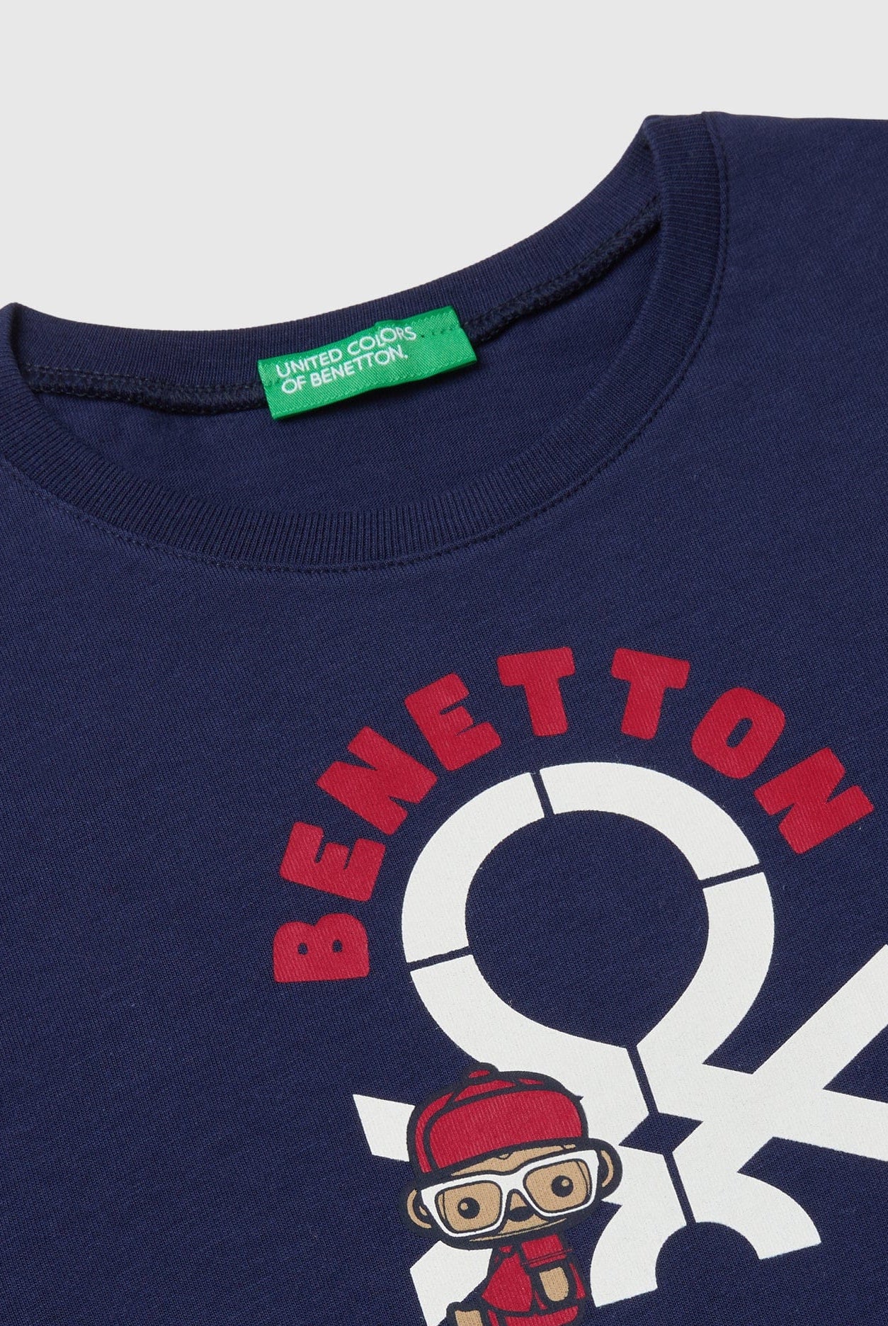 يونايتد كولورز اوف بينيتون تي شيرت اولادي بأكمام طويلة وياقة دائرية من قطن عضوي نقي