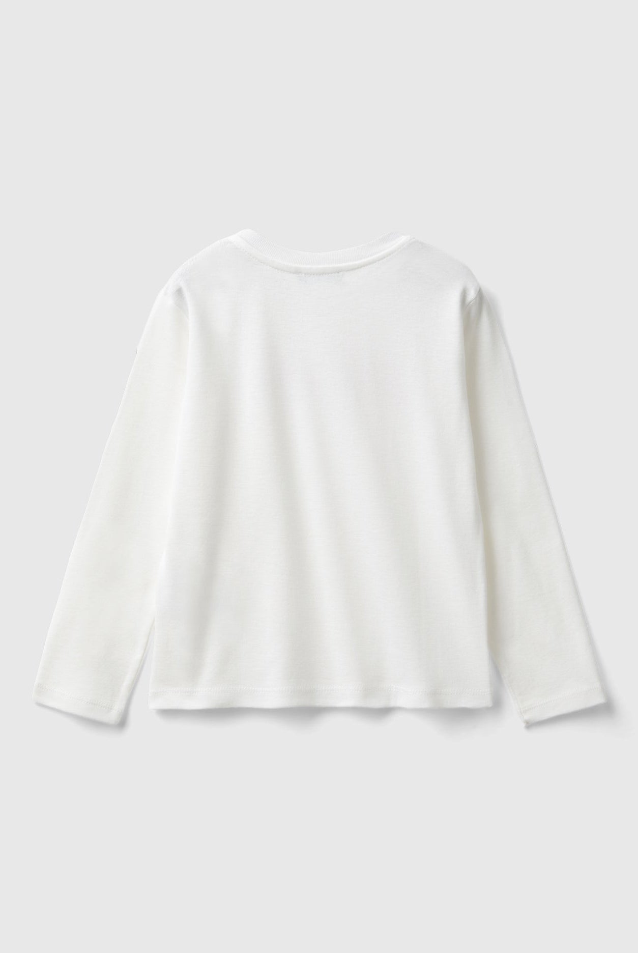 يونايتد كولورز اوف بينيتون تي شيرت بناتي بطباعة لامعة بأكمام طويلة وياقة دائرية