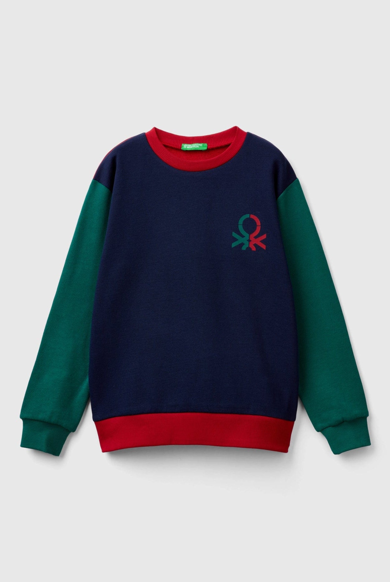 يونايتد كولورز اوف بينيتون سويت شيرت اولادي طويل الأكمام ذات ياقة دائرية مع رسمة بنيتون