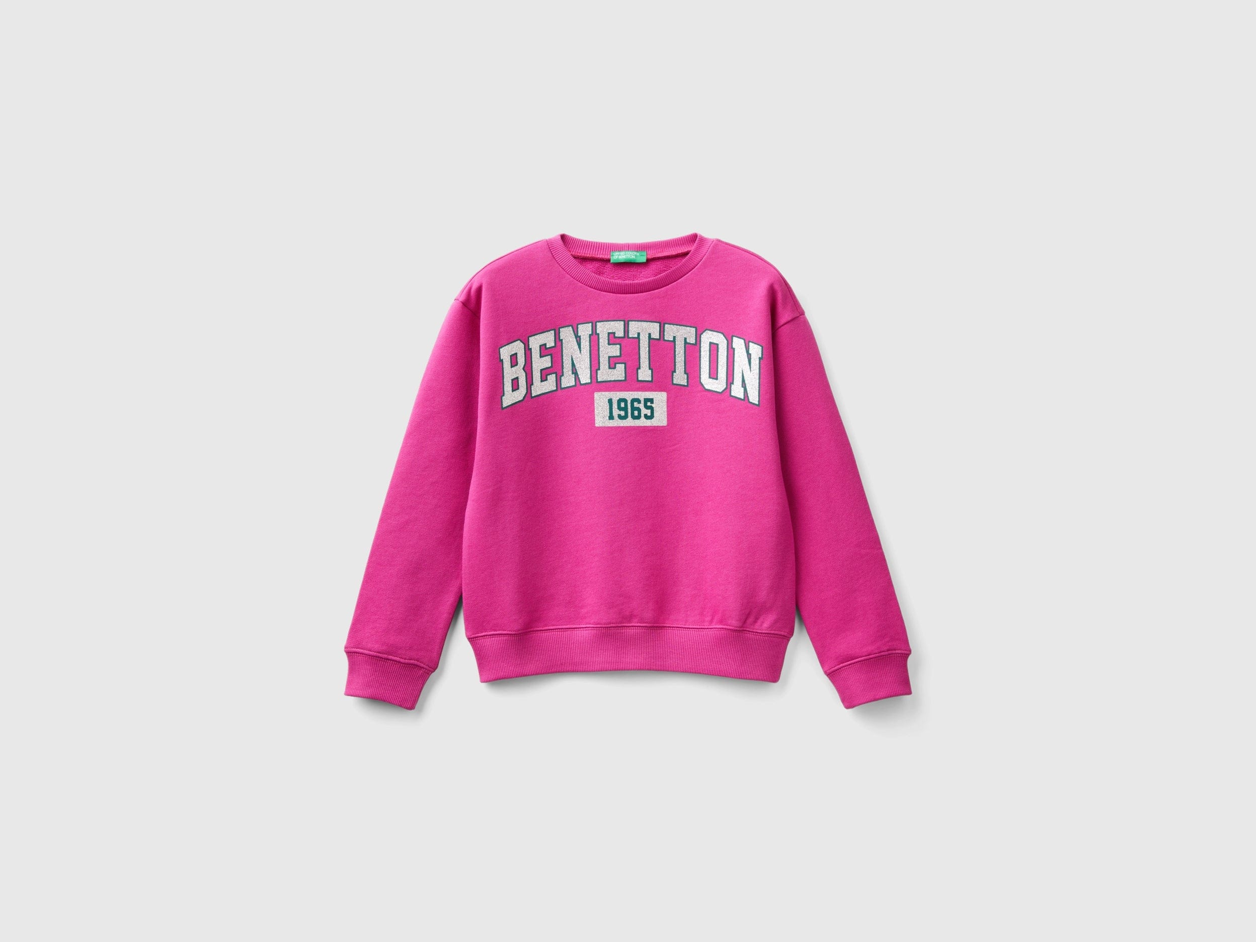 يونايتد كولورز اوف بينيتون سويت شيرت بناتي بأكمام طويلة وياقة دائرية مع شعار على الصدر