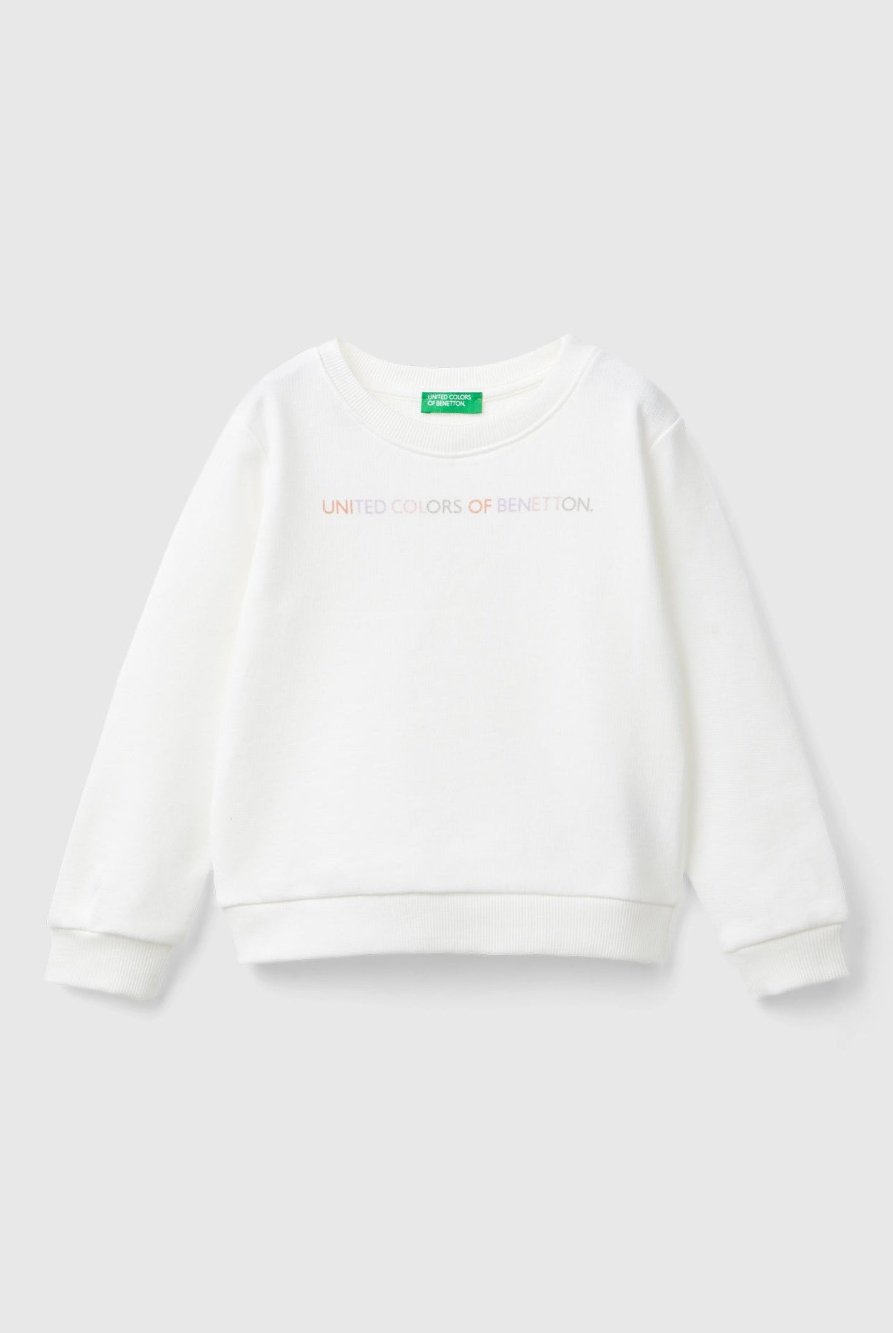 يونايتد كولورز اوف بينيتون سويت شيرت بناتي بأكمام طويلة بياقة دائرية مع طباعة لامعة