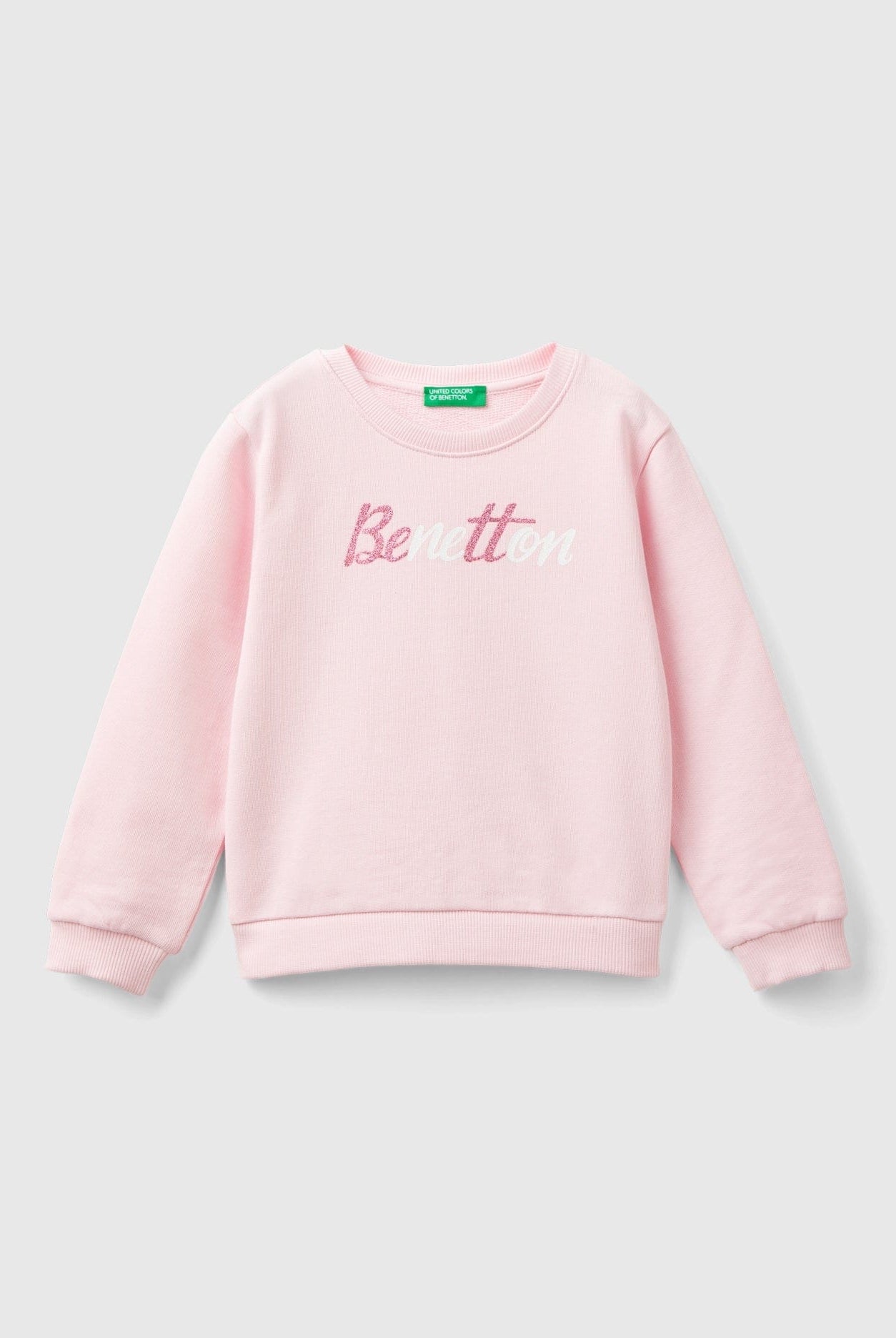 يونايتد كولورز اوف بينيتون سويت شيرت بناتي بأكمام طويلة بياقة دائرية مع طباعة لامعة