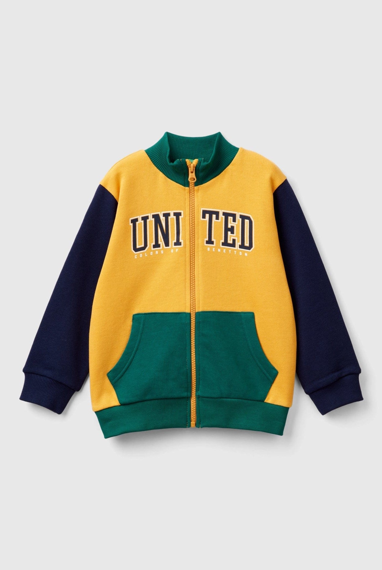 يونايتد كولورز اوف بينيتون سويت شيرت اولادي بأكمام طويلة ياقة فتحة سحاب جيوب أمامية