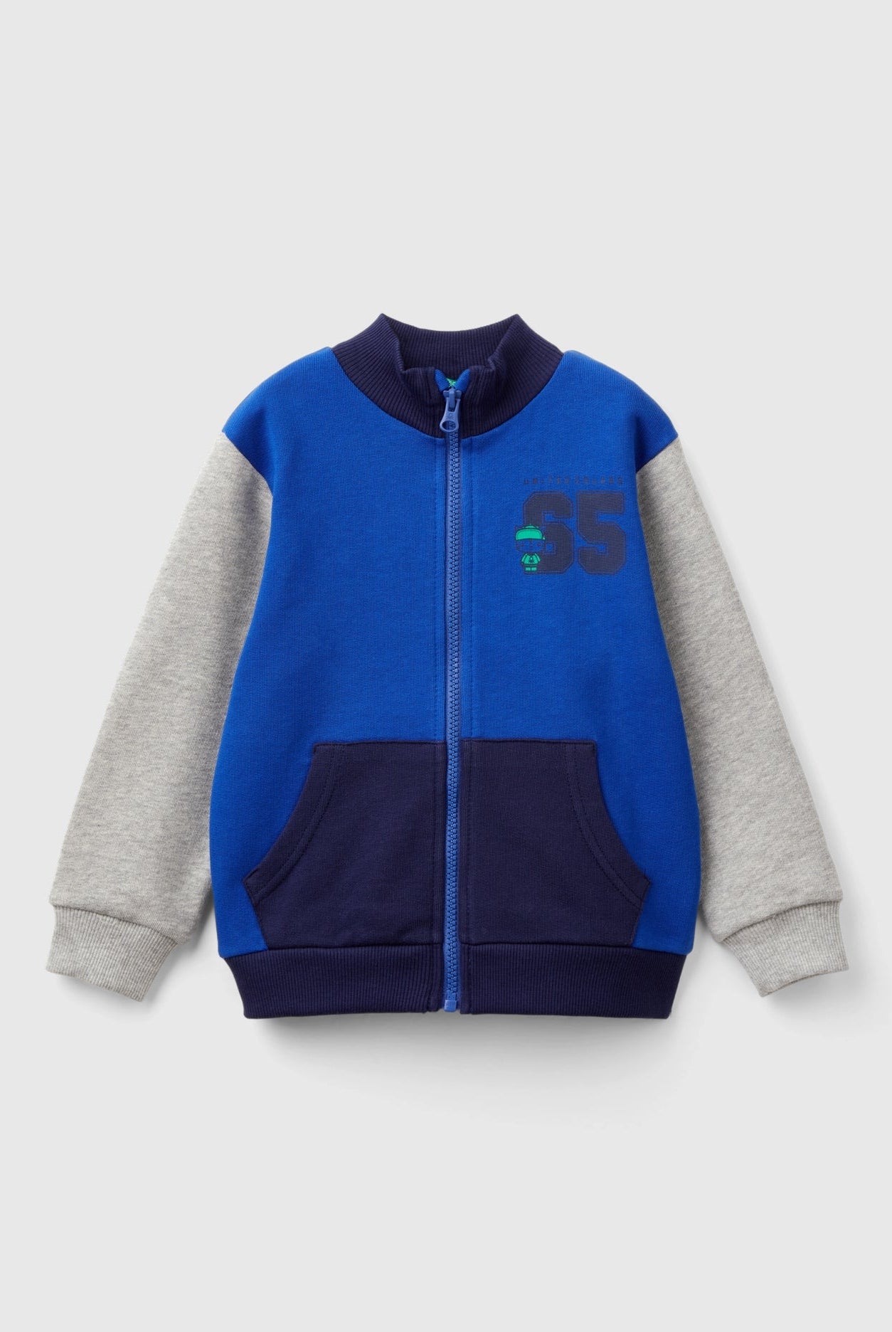 يونايتد كولورز اوف بينيتون سويت شيرت اولادي بأكمام طويلة ياقة فتحة سحاب جيوب أمامية