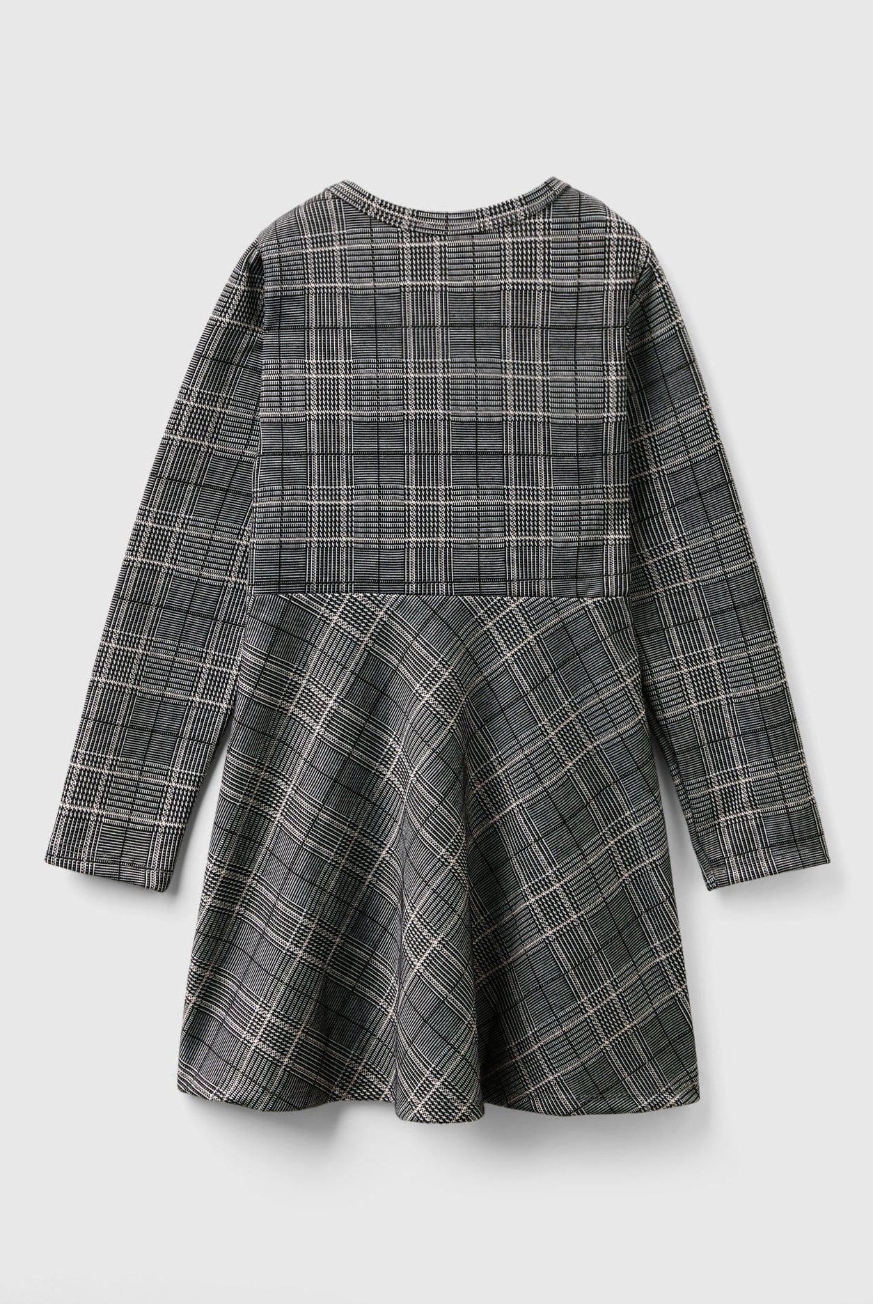 يونايتد كولورز اوف بينيتون فستان بناتي فيسكوز بياقة دائرية وأكمام طويلة منقوش