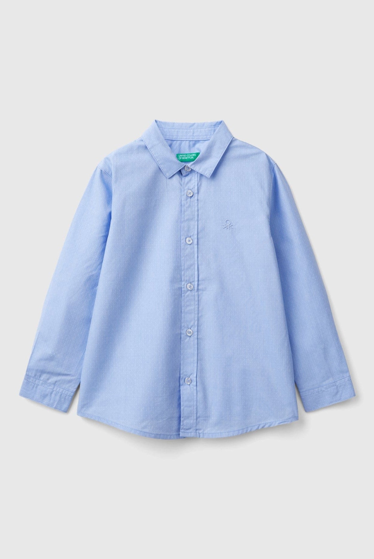 يونايتد كولورز اوف بينيتون قميص ولادي قطني طويل الأكمام ياقة كلاسيكية بأزرار أمامية