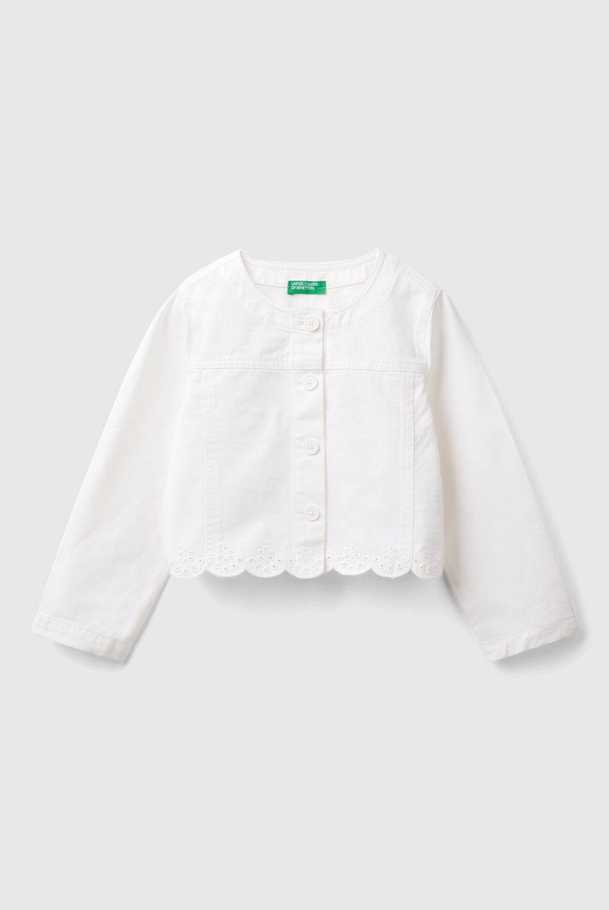 يونايتد كولورز اوف بينيتون جاكيت بناتي أنيقة مزينة بالتطريز كم طويل