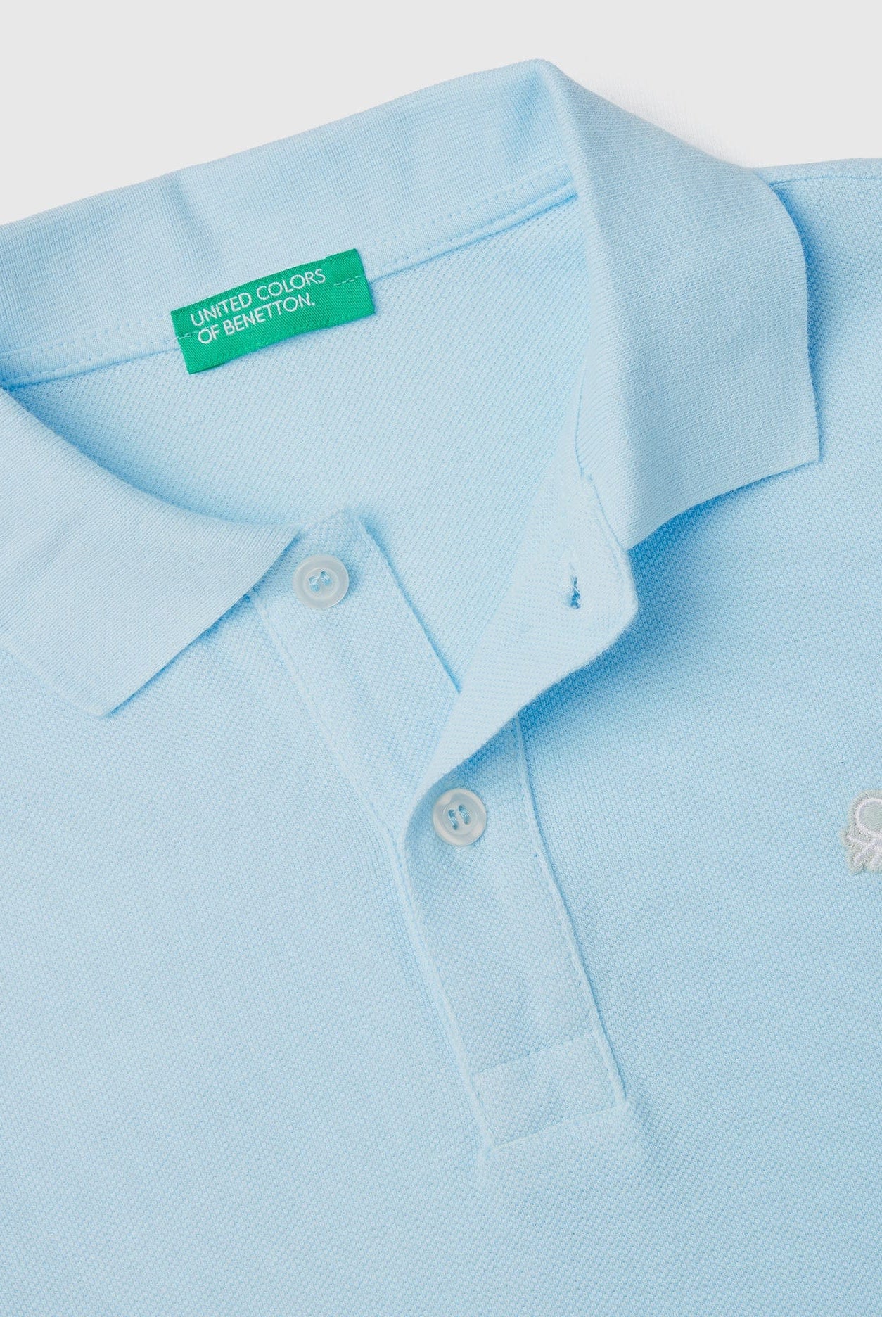 يونايتد كولورز اوف بينيتون تيشيرت بولو نيون اطفالي من القطن العضوي مع شعار