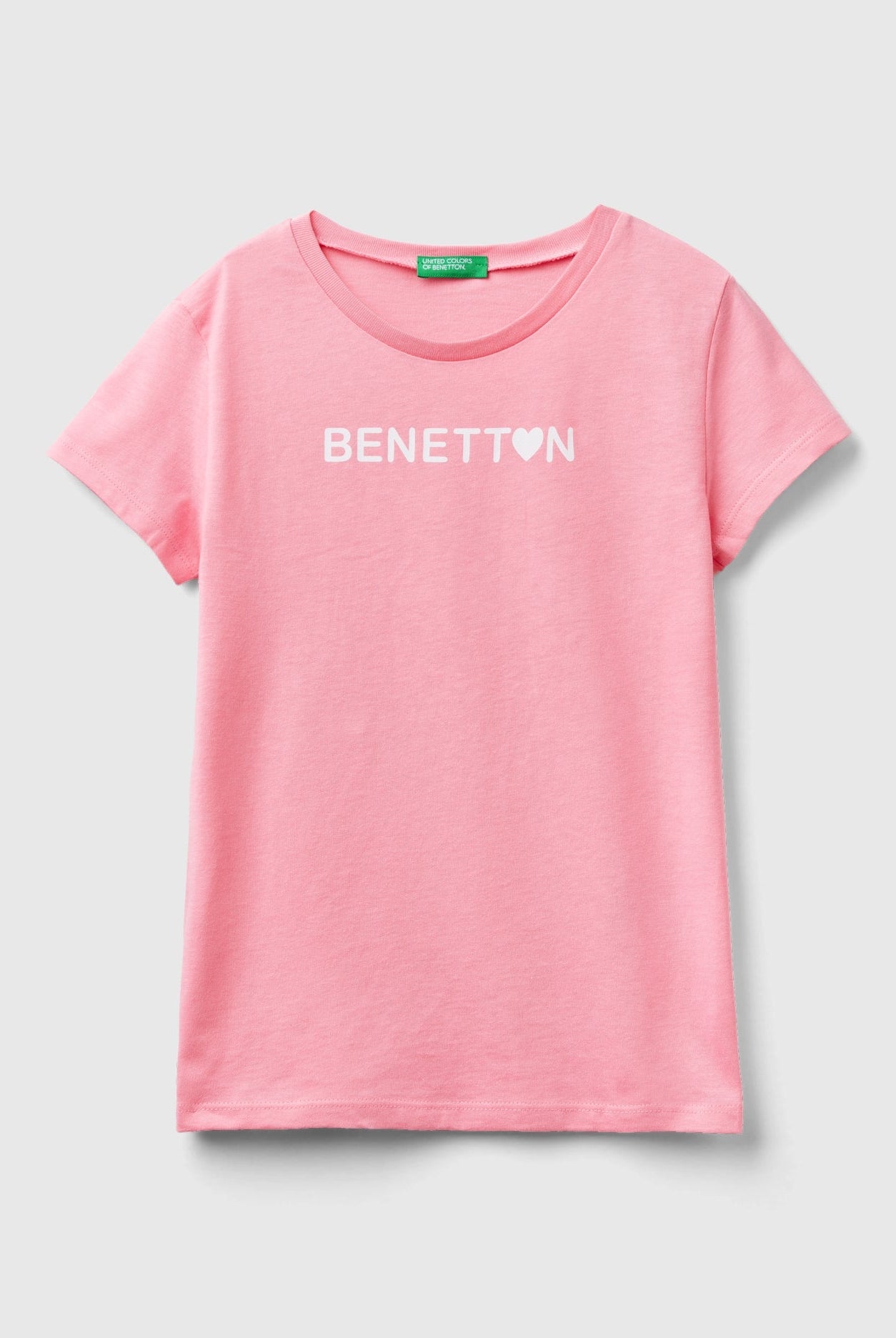 يونايتد كولورز اوف بينيتون تيشيرت قطن بنسبة 100% مع شعار كم قصير بناتي