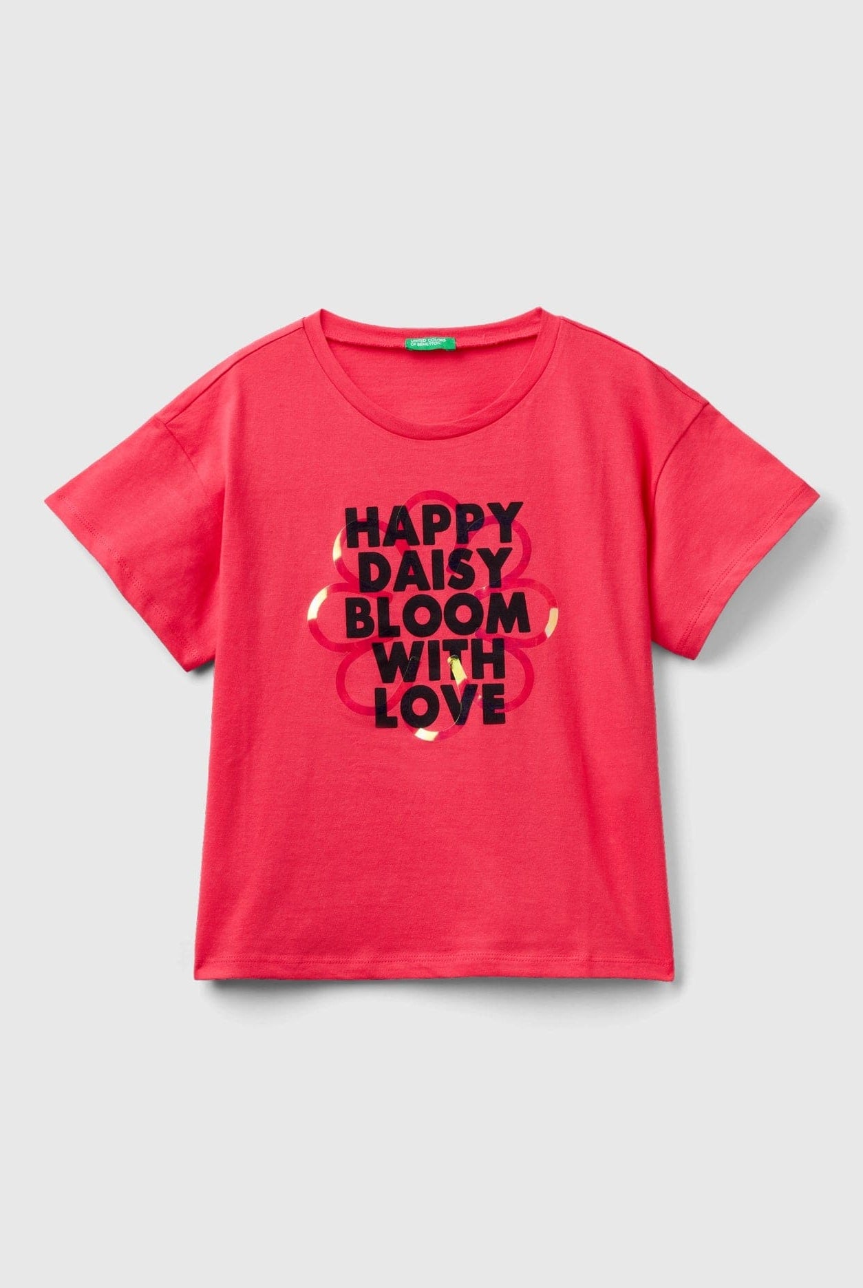 يونايتد كولورز اوف بينيتون تي شيرت اطفالي بأكمام قصيرة وطباعة عالصدر